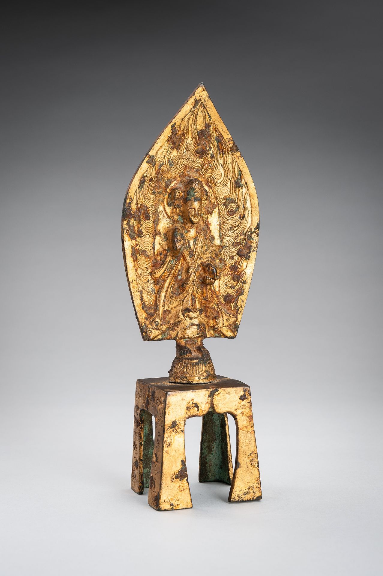 A GILT-BRONZE WEI-STYLE FIGURE OF MAITREYA, QING - Image 3 of 12