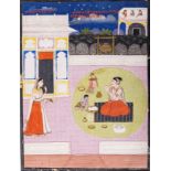 AN INDIAN MINIATURE PAINTING WITH BABY KRISHNA, 19th CENTURY