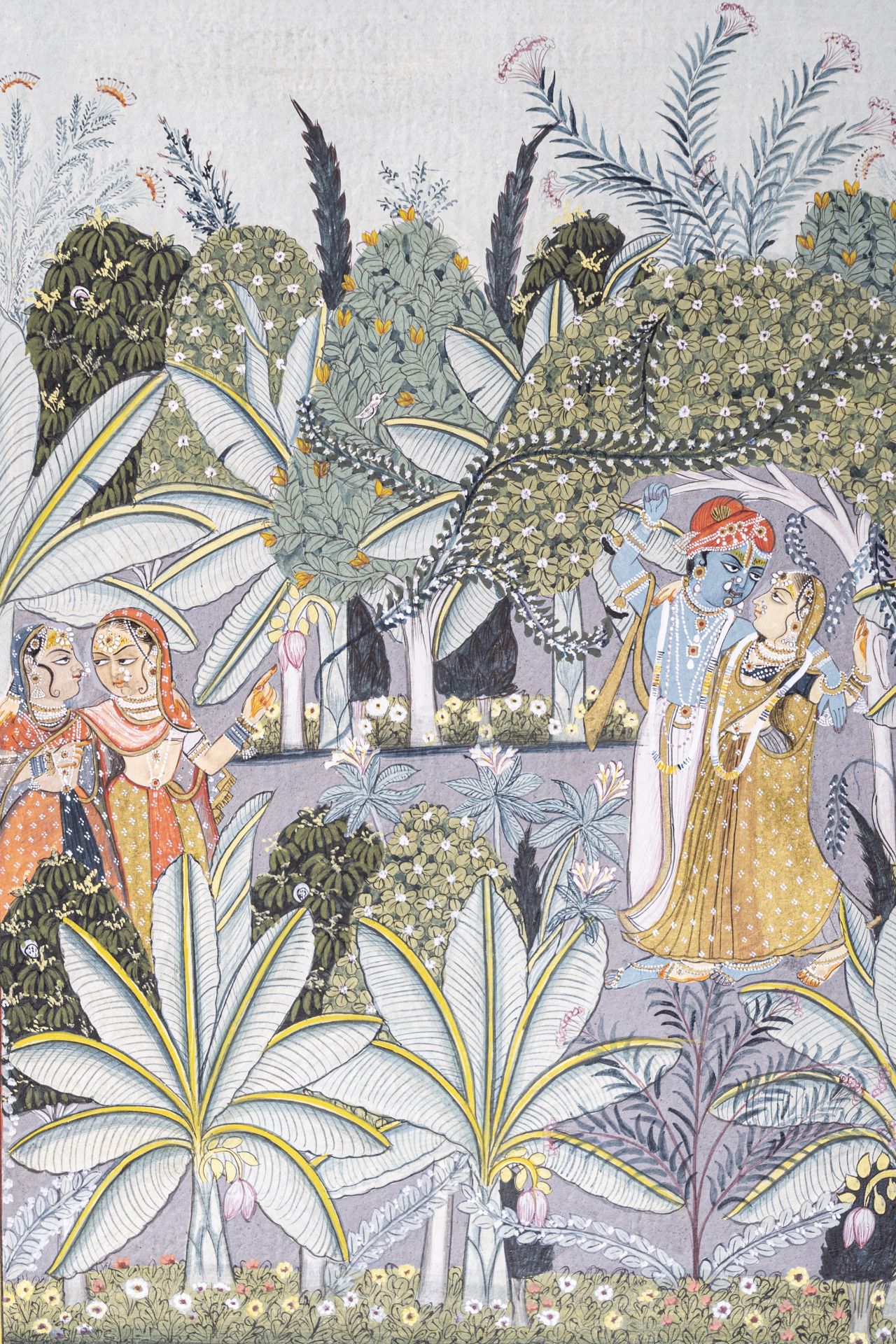 AN INDIAN MINIATURE PAINTING OF KRISHNA AND RADHA, 19th CENTURY - Image 2 of 5