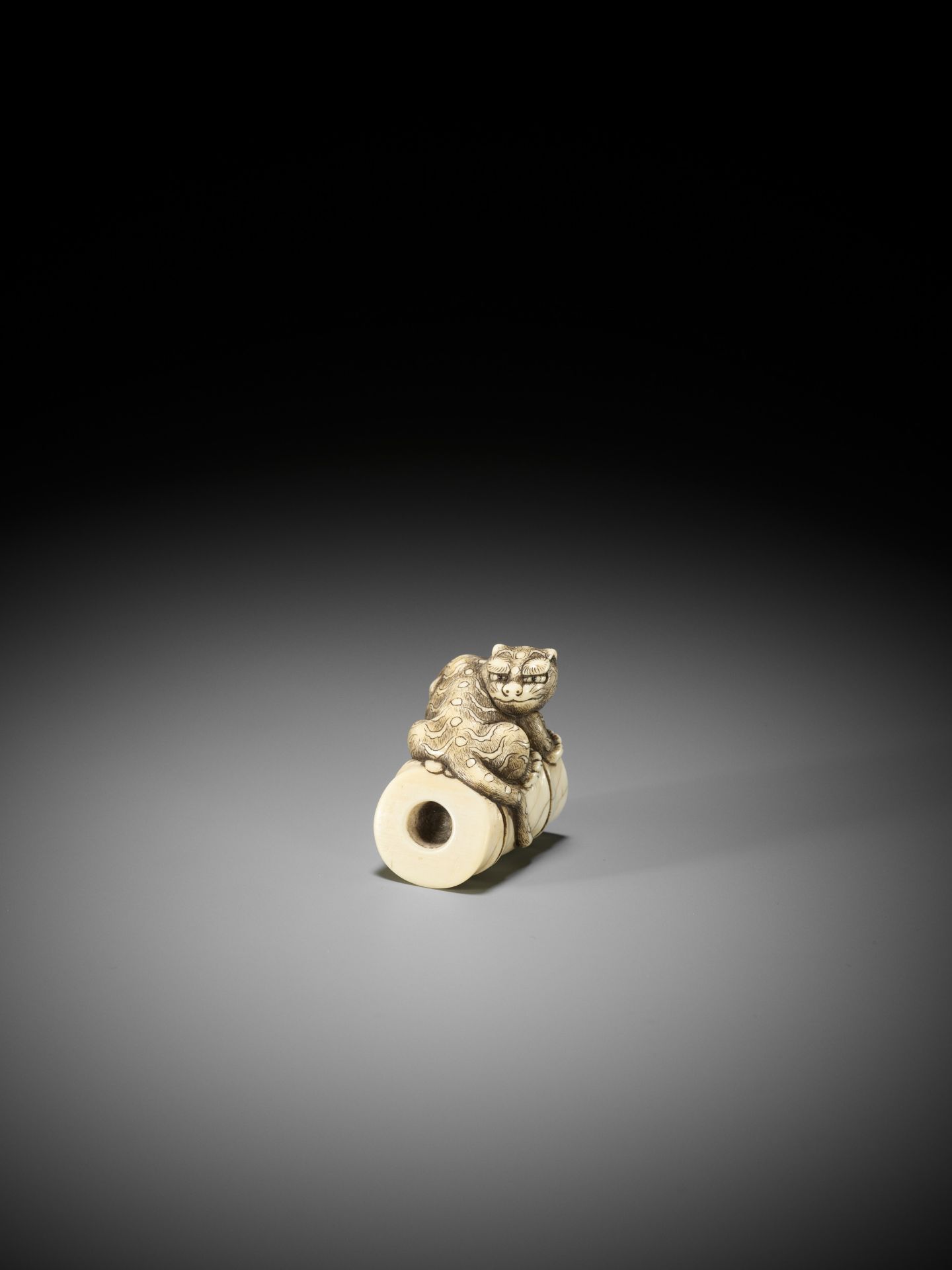 A FINE OSAKA SCHOOL IVORY NETSUKE OF A TIGER ON BAMBOO - Image 3 of 13