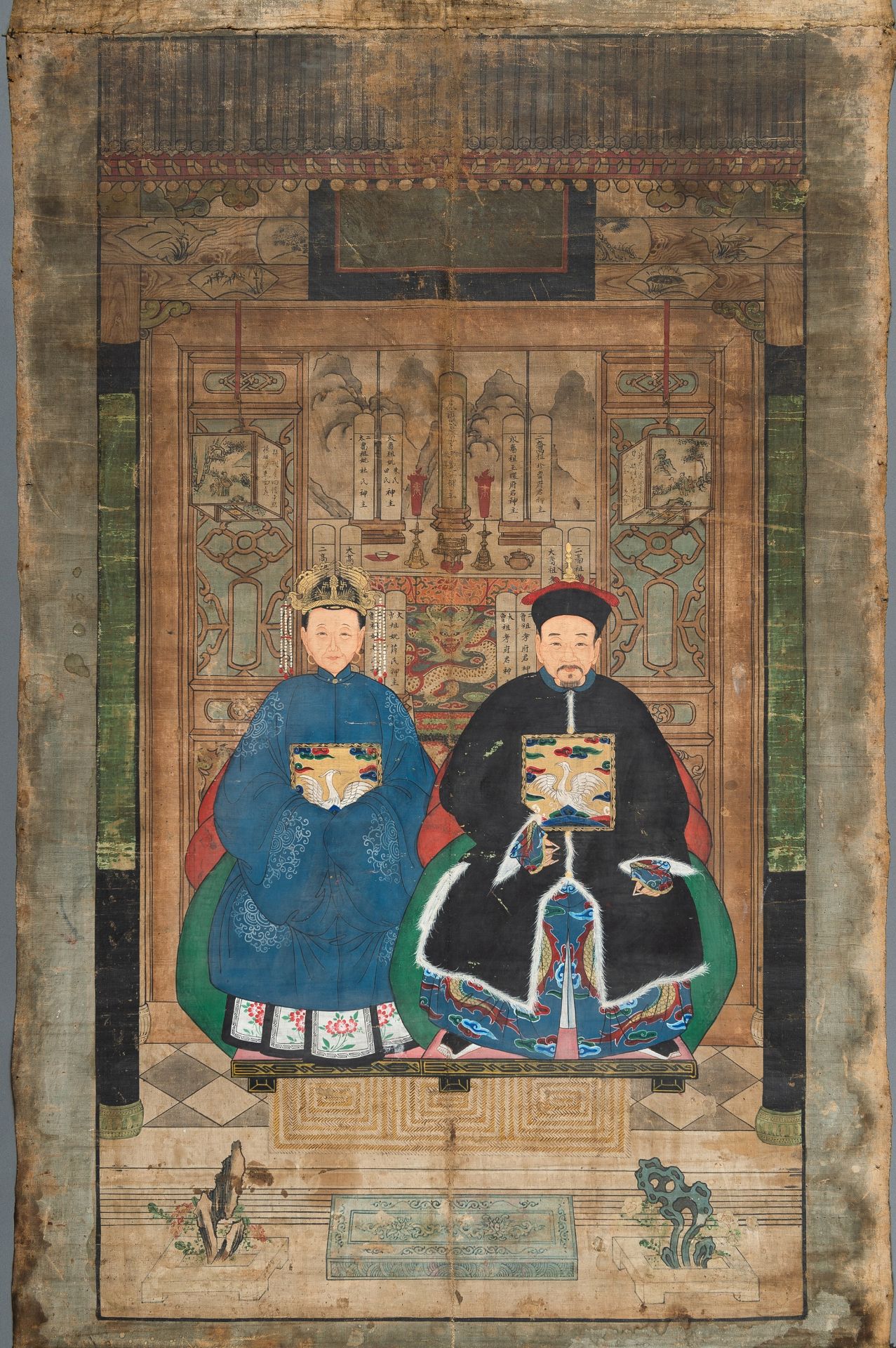 A HANGING SCROLL PAINTING WITH AN ANCESTRAL PORTRAIT - Bild 5 aus 9