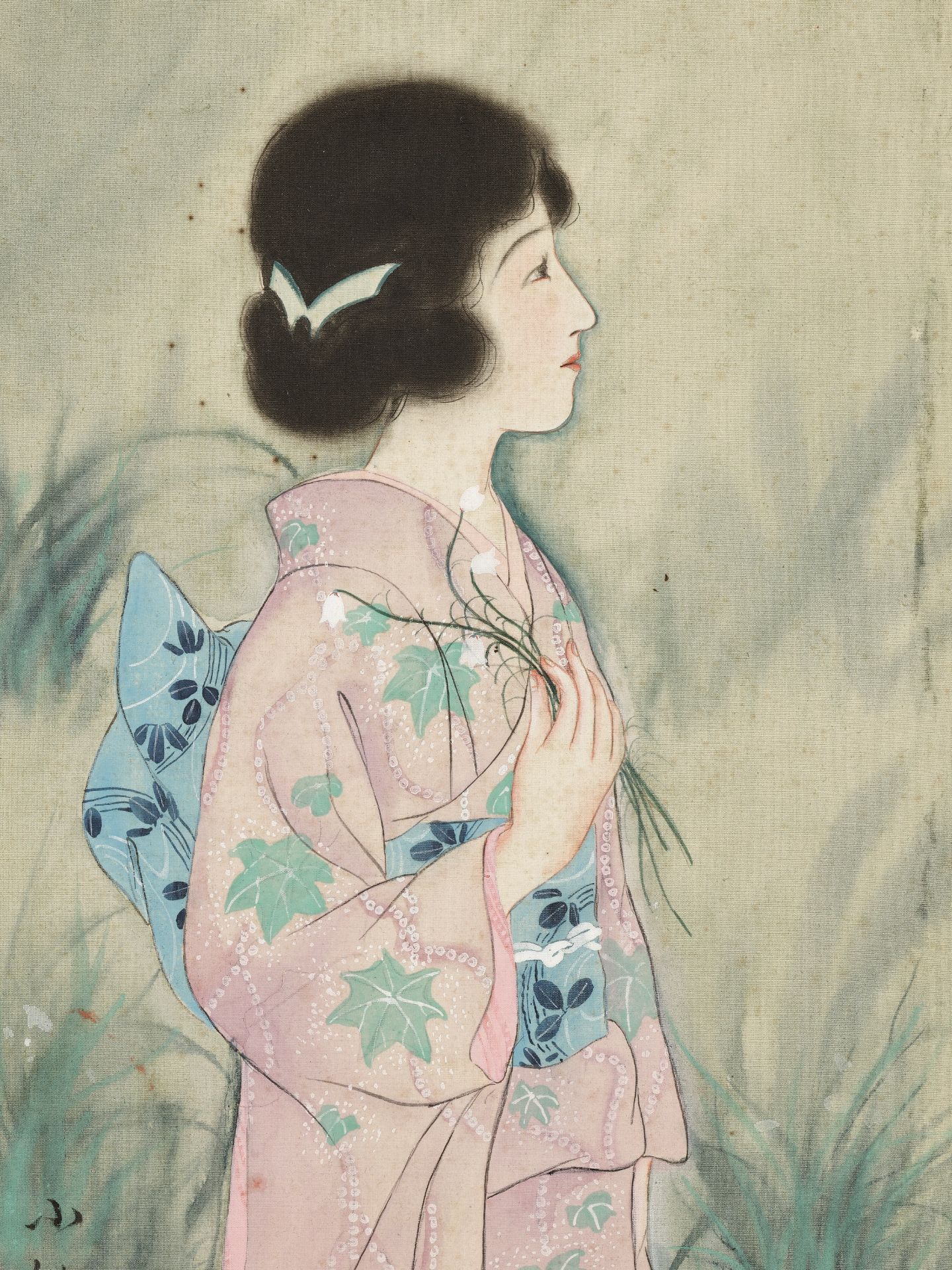 A SCROLL PAINTING OF A JAPANESE LADY, c. 1900s - Image 4 of 8