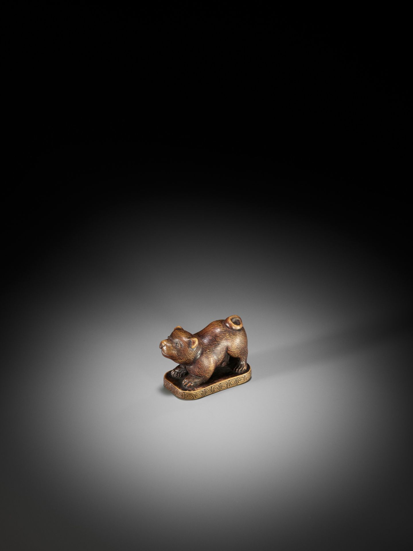 TOSEI: A CHARMING WOOD NETSUKE OF A PUPPY - Image 7 of 11