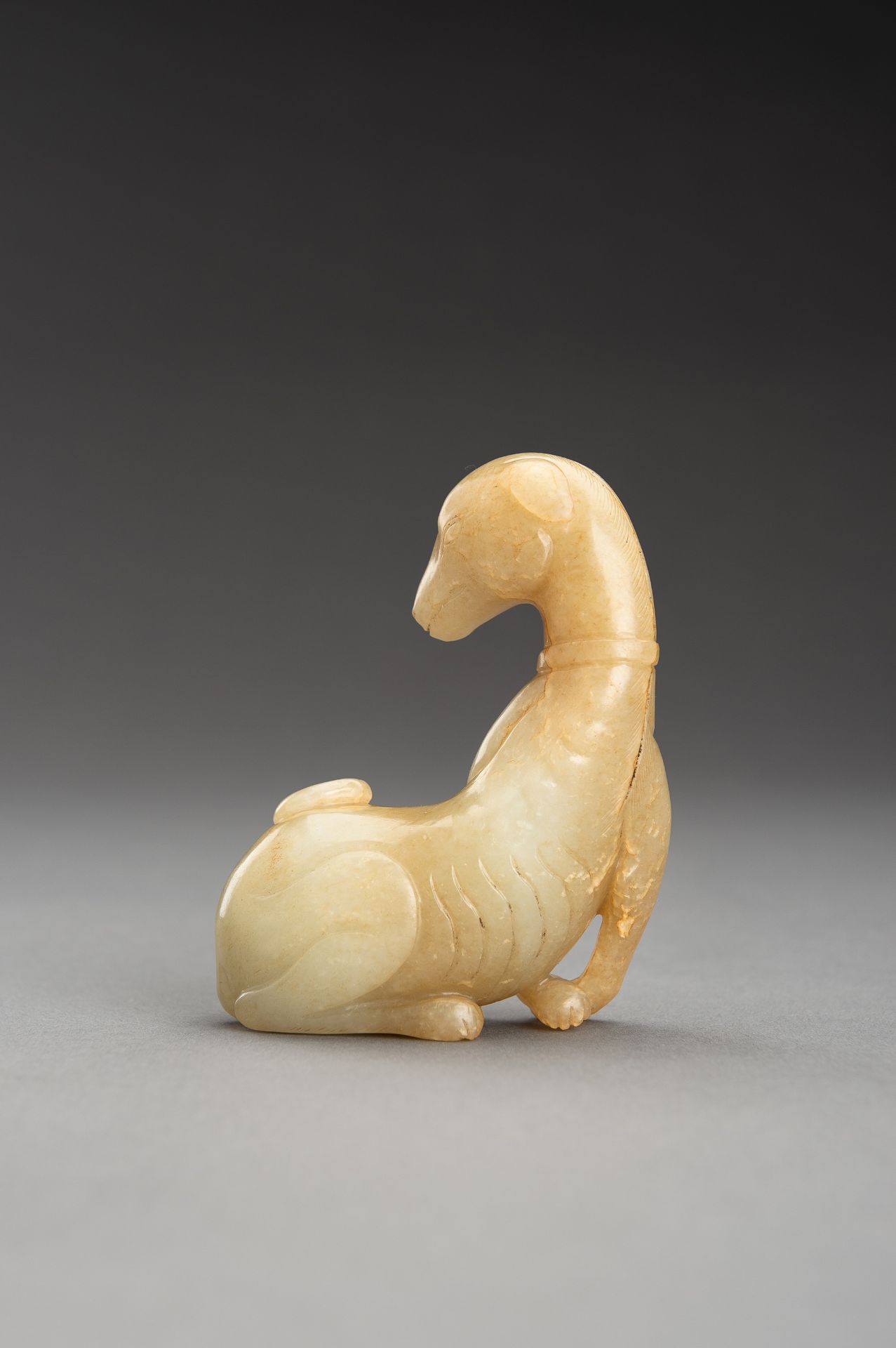 A PALE YELLOW JADE FIGURE OF A DOG, QING - Image 8 of 12