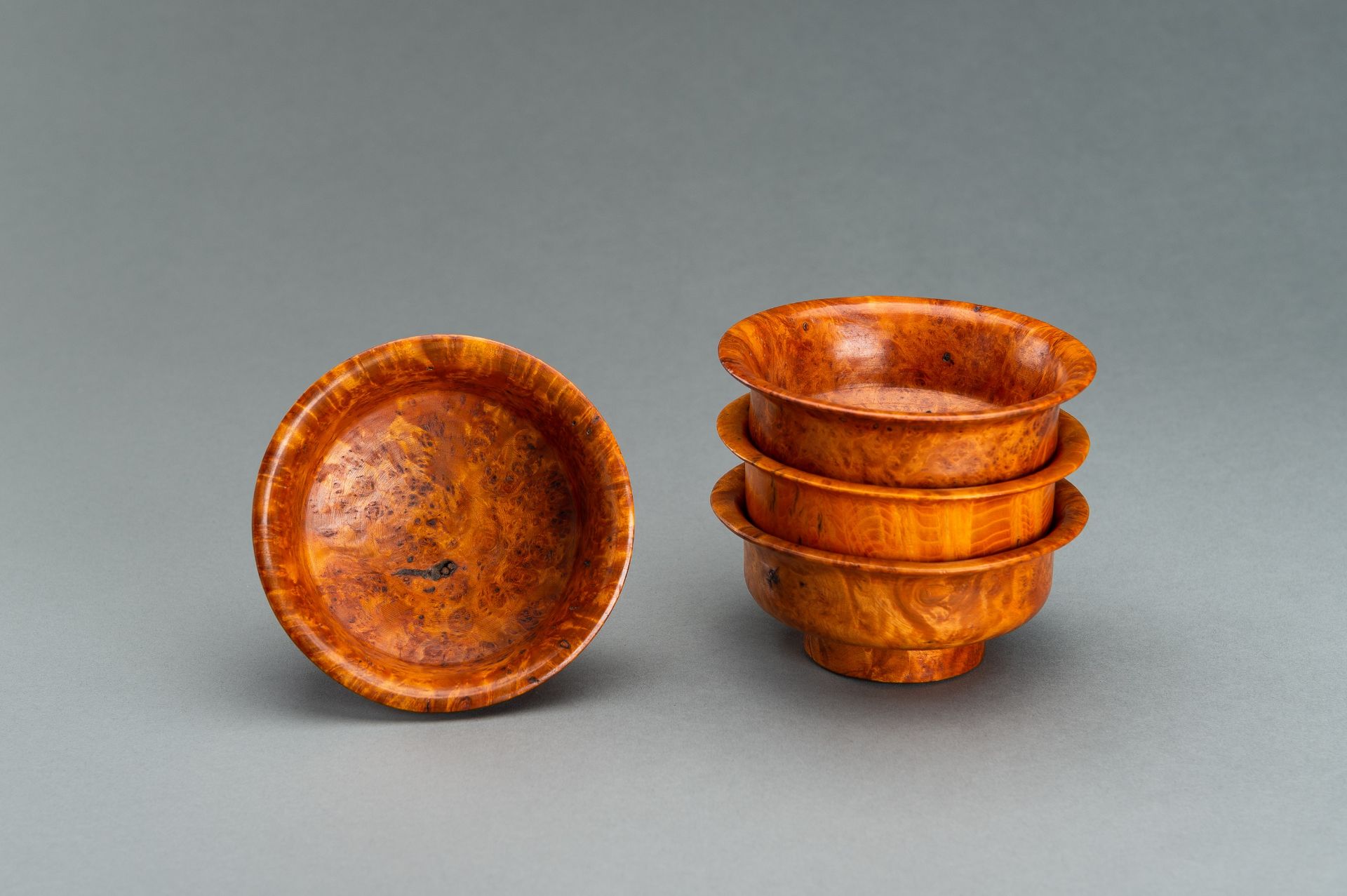 A LOT WITH FOUR TIBETAN ROOT WOOD CUPS - Image 4 of 13