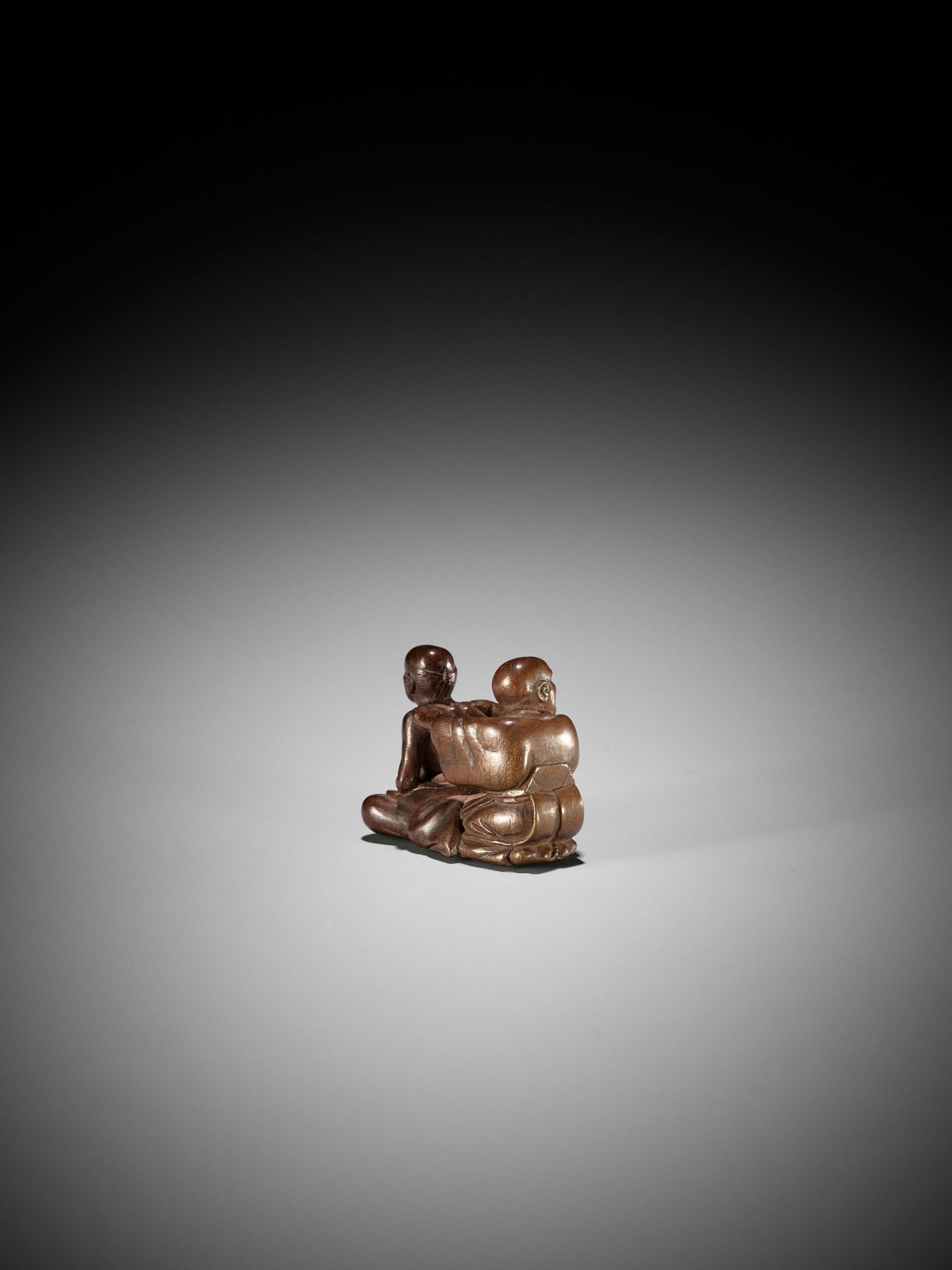 MIWA: A WOOD NETSUKE OF A BLIND MASSEUR AND CLIENT - Image 7 of 15