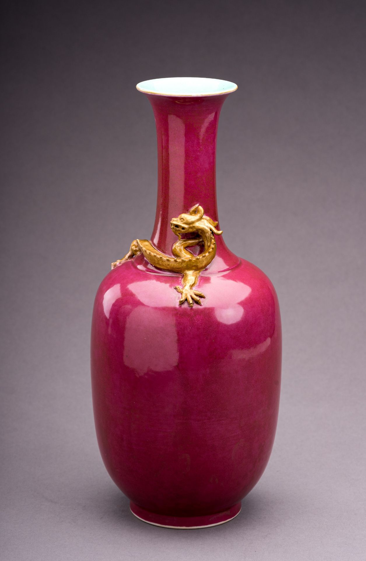 A DARK PINK GLAZED 'CHILONG' VASE