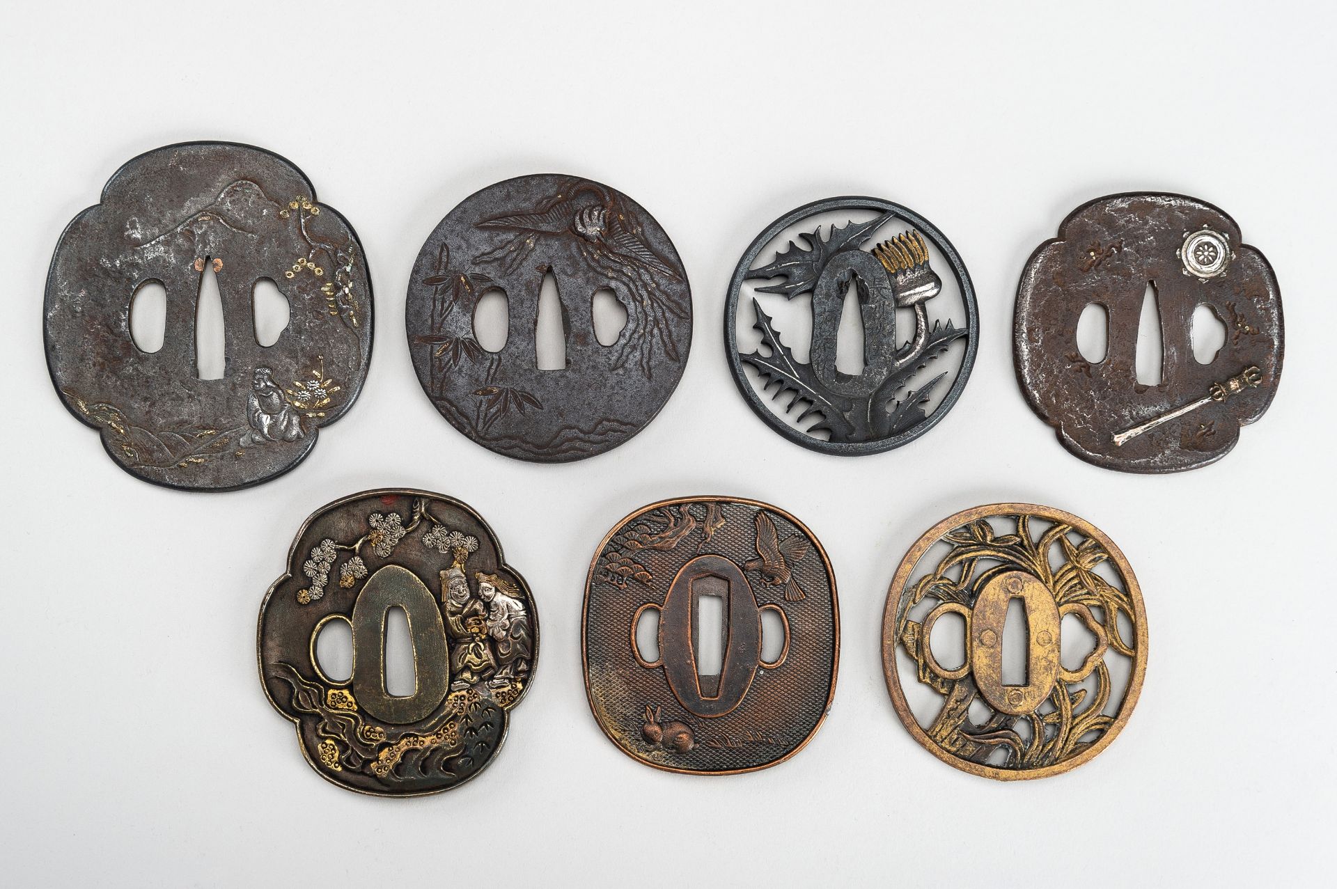 A MIXED LOT WITH SEVEN TSUBA