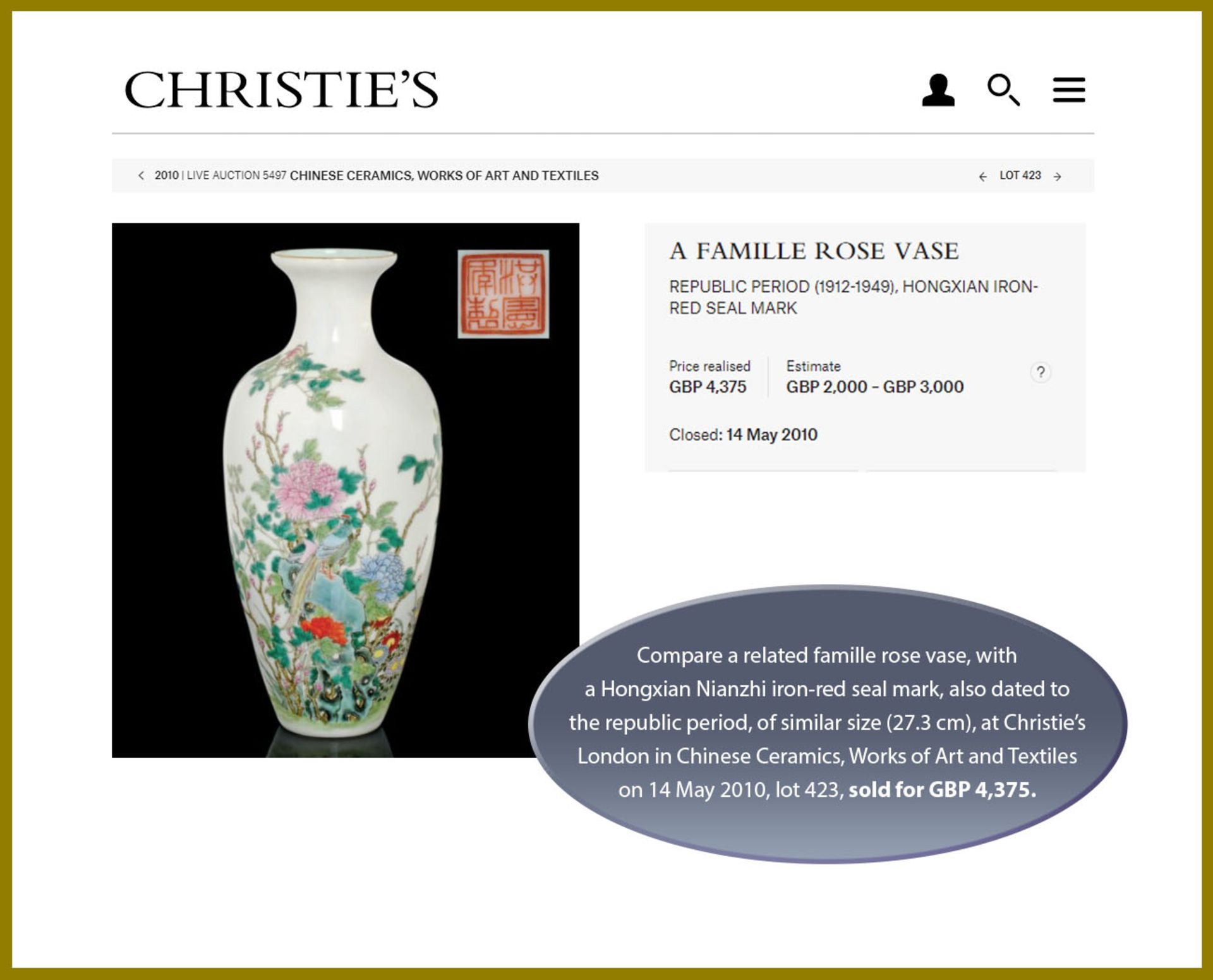 A FAMILLE ROSE 'BIRDS AND FLOWERS' OVOID VASE, HONGXIAN MARK, REPUBLIC - Image 4 of 11