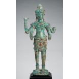 A KHMER STYLE BRONZE FIGURE OF VISHNU, c. 17th CENTURY