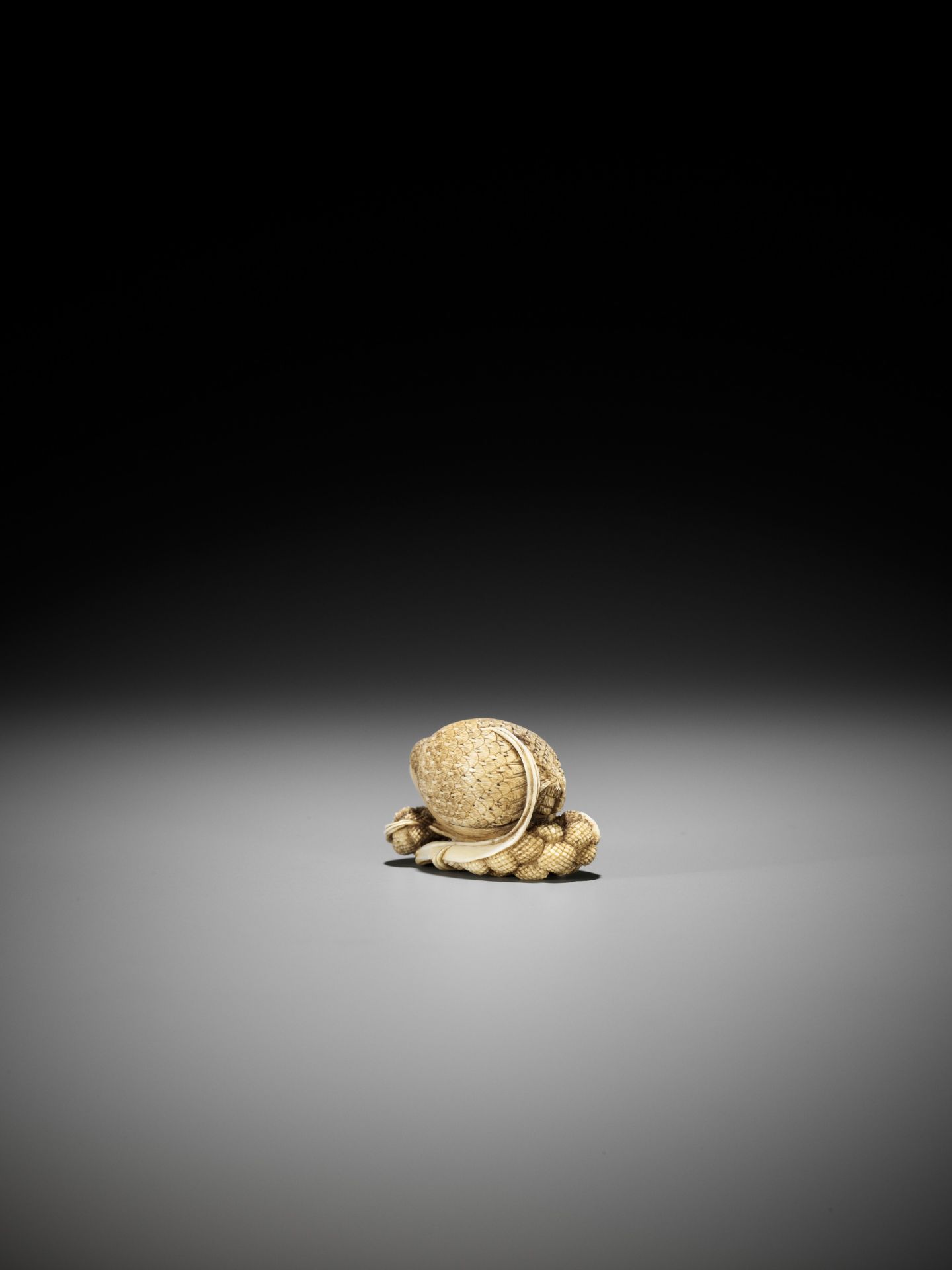 YOSHIKAZU: AN IVORY NETSUKE OF A QUIAL PERCHED ON MILLET - Image 8 of 14