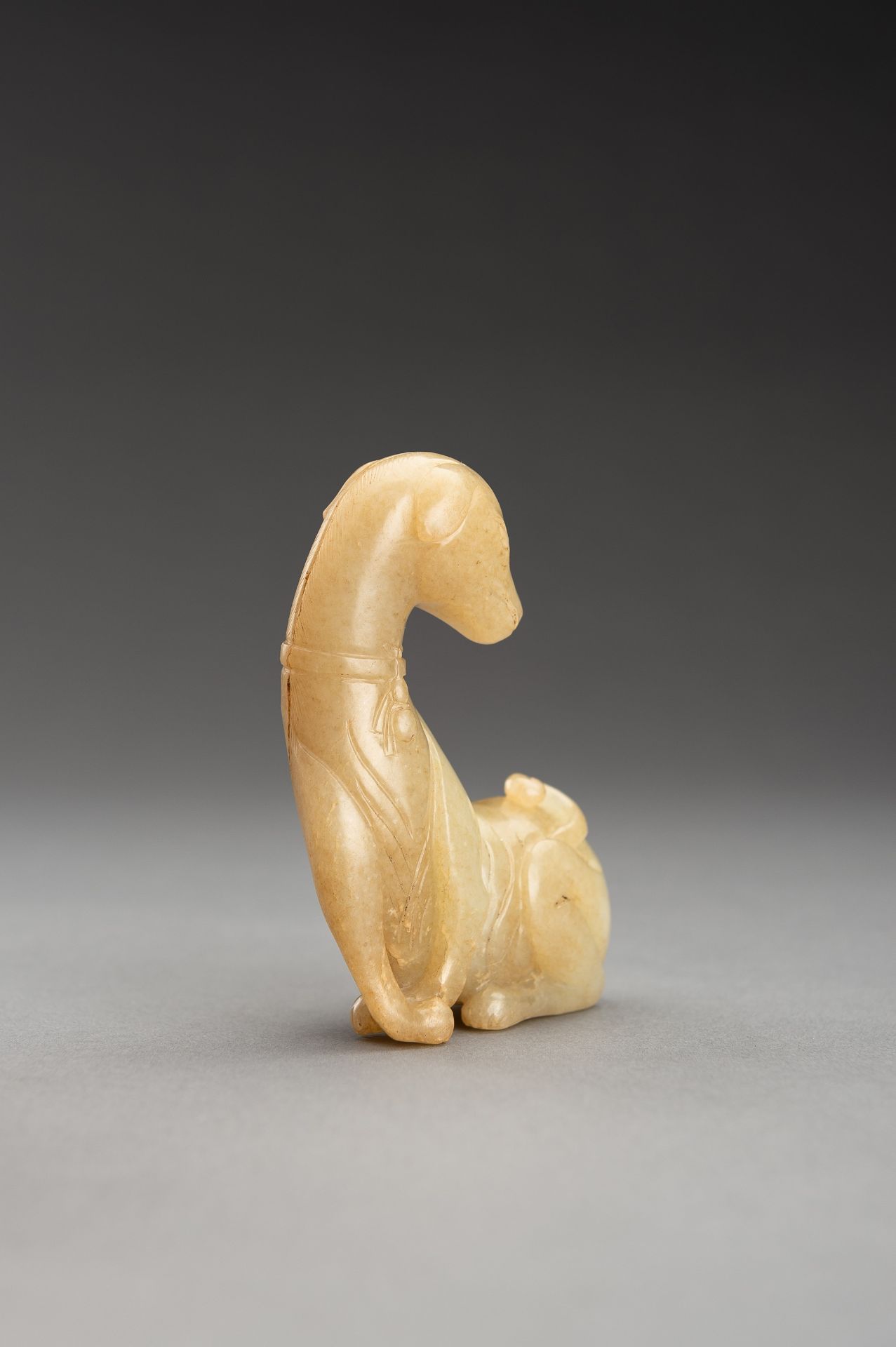 A PALE YELLOW JADE FIGURE OF A DOG, QING - Image 9 of 12