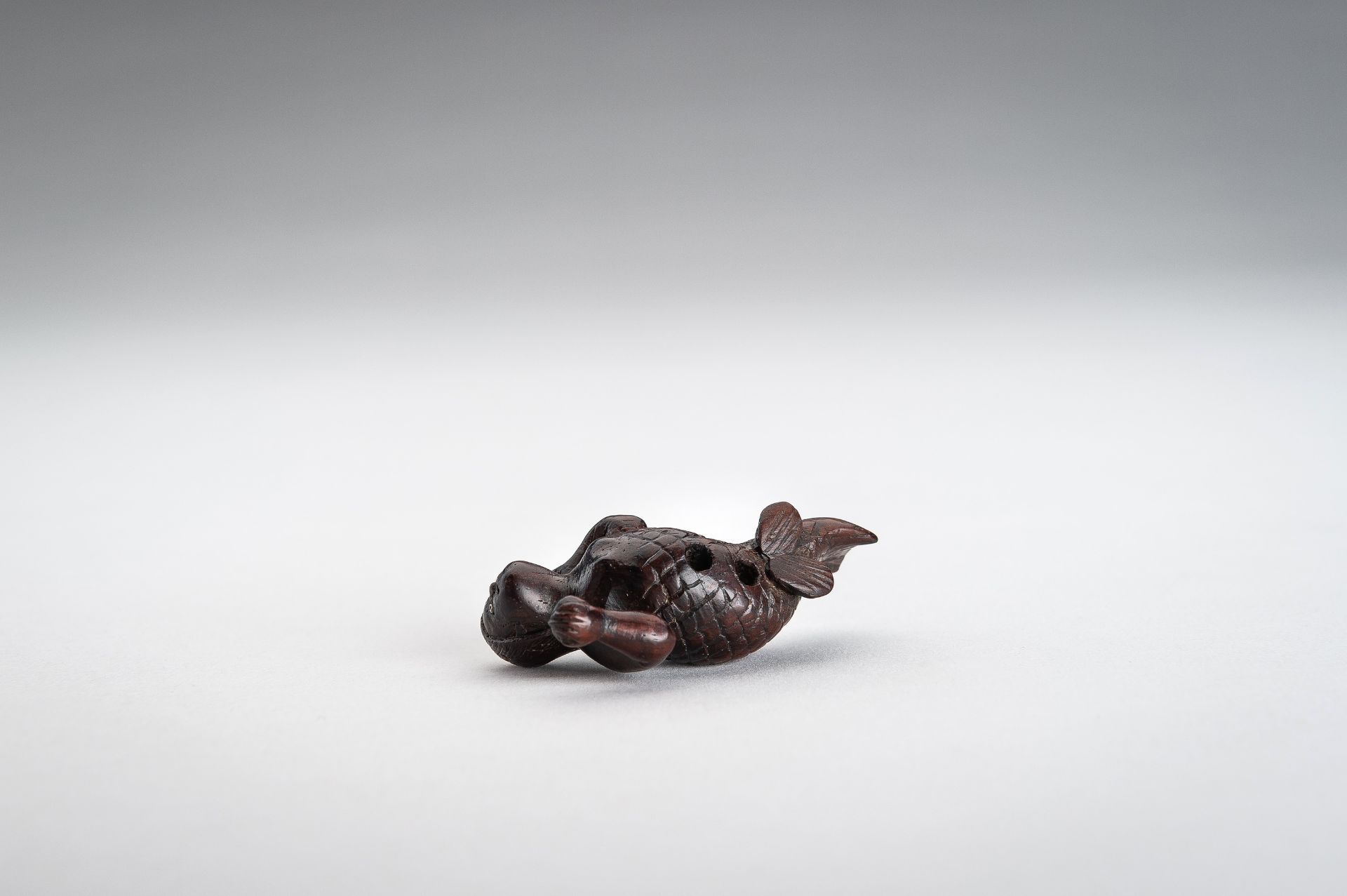 A WOOD NETSUKE OF A SWIMMING NINGYO (MERMAID) - Image 9 of 10