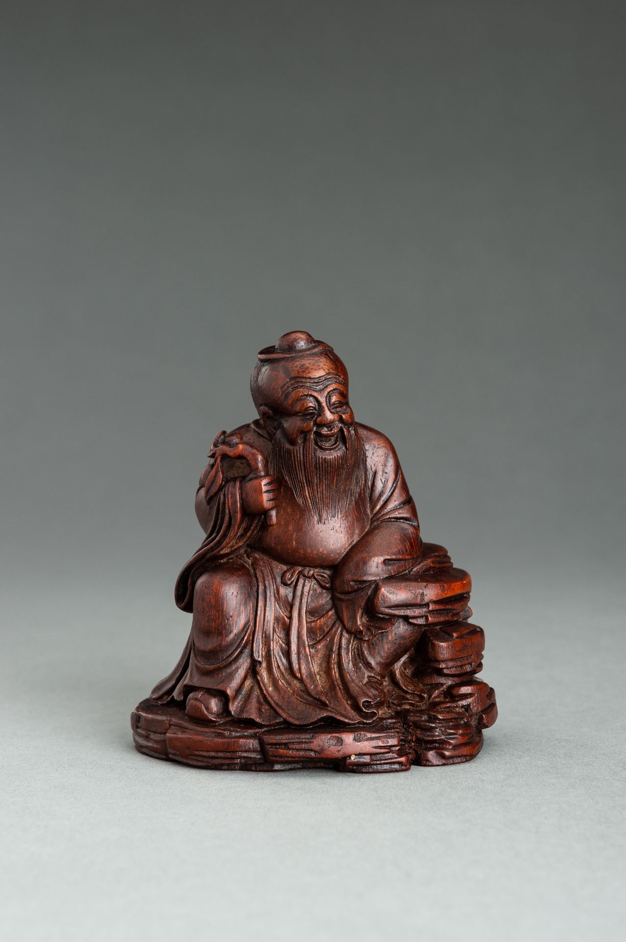 A BAMBOO FIGURE OF SHOULAO, QING DYNASTY - Image 8 of 13