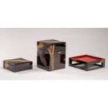 A LACQUERED BENTO BOX SET WITH TRAY