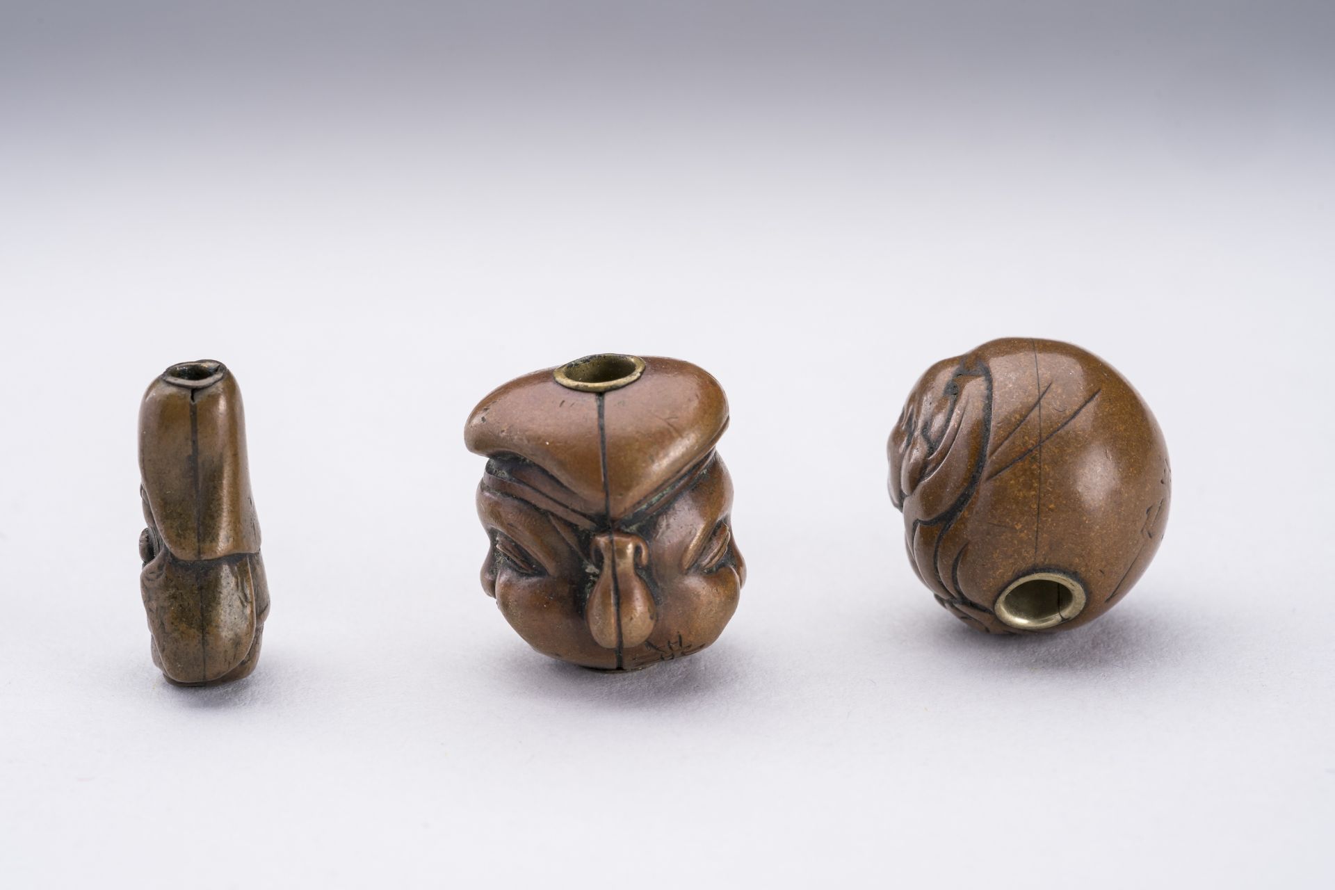 A GROUP OF THREE COPPER OJIME, 19th CENTURY - Image 2 of 8