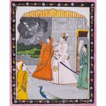 AN INDIAN MINIATURE PAINTING OF A NOBLE COUPLE, c. 1900s