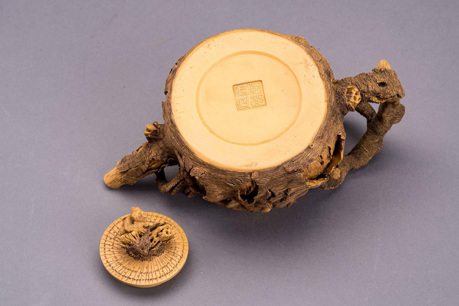 AN YIXING ZISHA 'TREE STUMP' TEA POT - Image 13 of 13