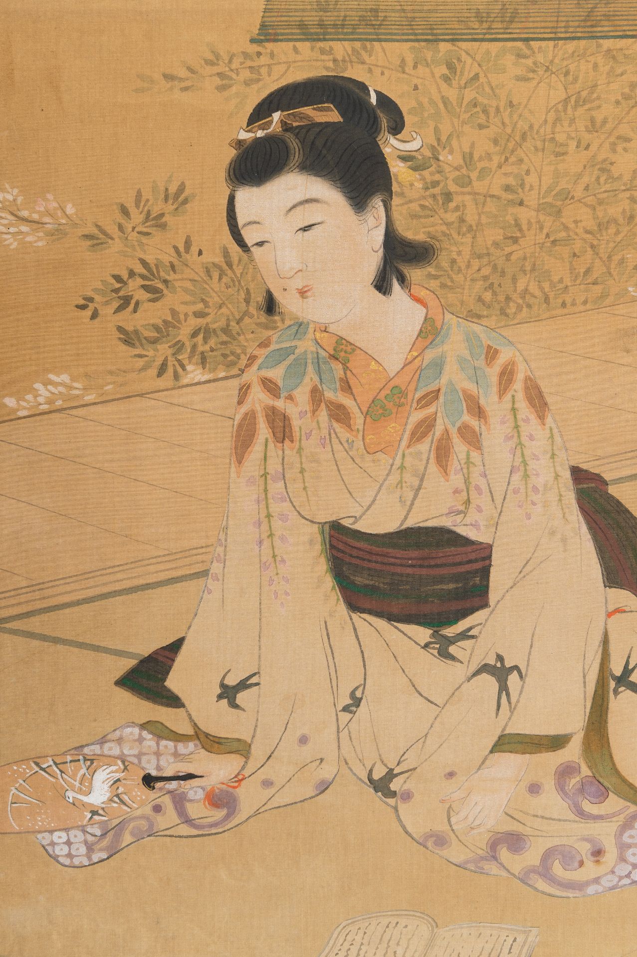 A SCROLL PAINTING DEPICTING A LADY, MEIJI - Image 5 of 8