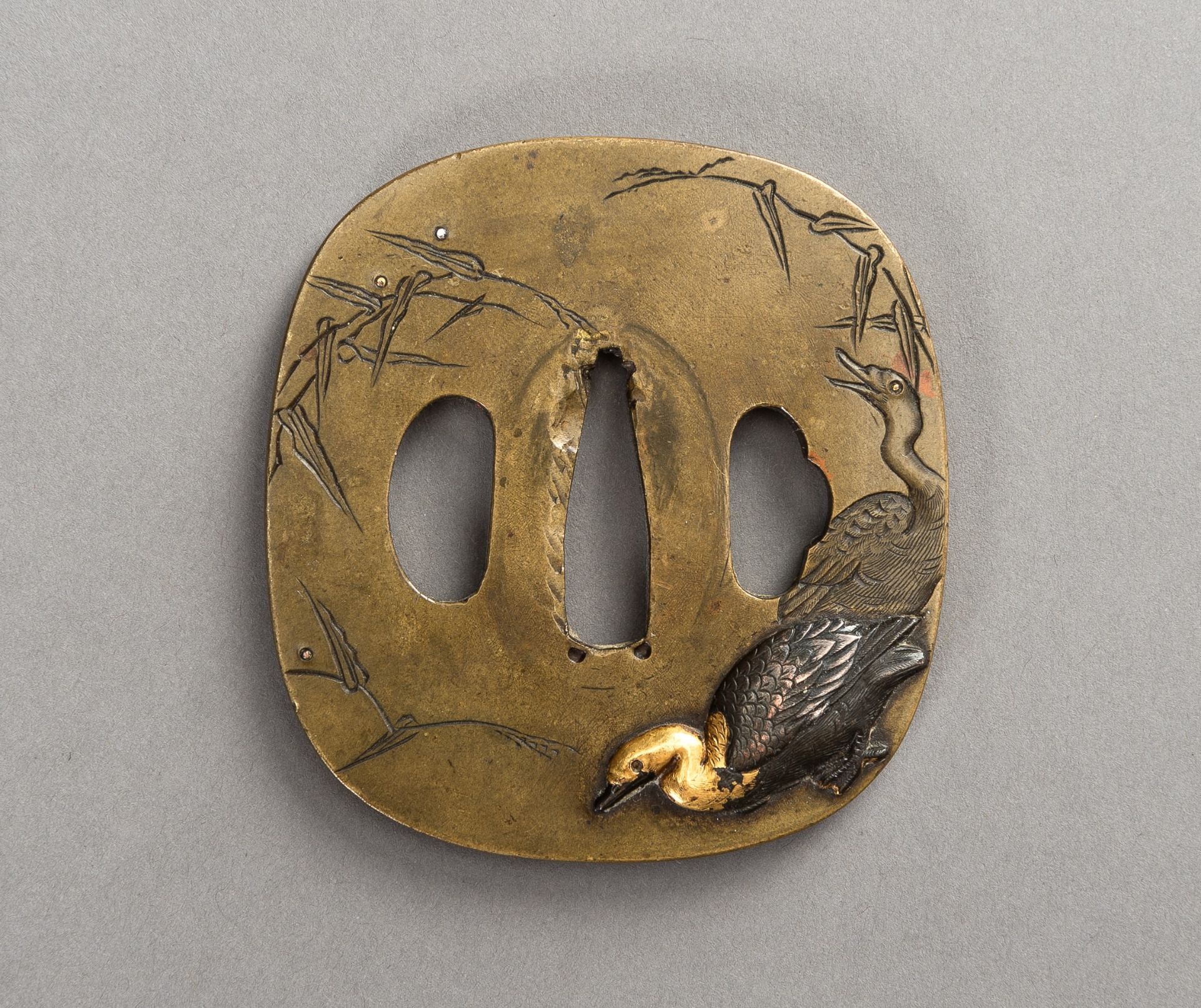 A SHINCHU TSUBA WITH GEESE