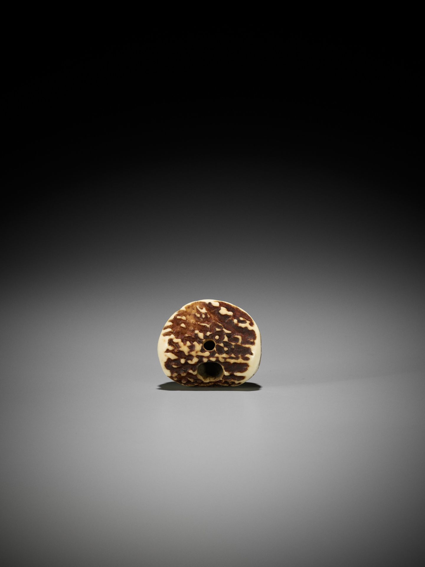 A FINE STAG ANTLER NETSUKE OF A DOUBLE DRAGON-HEADED MOKUGYO - Image 3 of 11