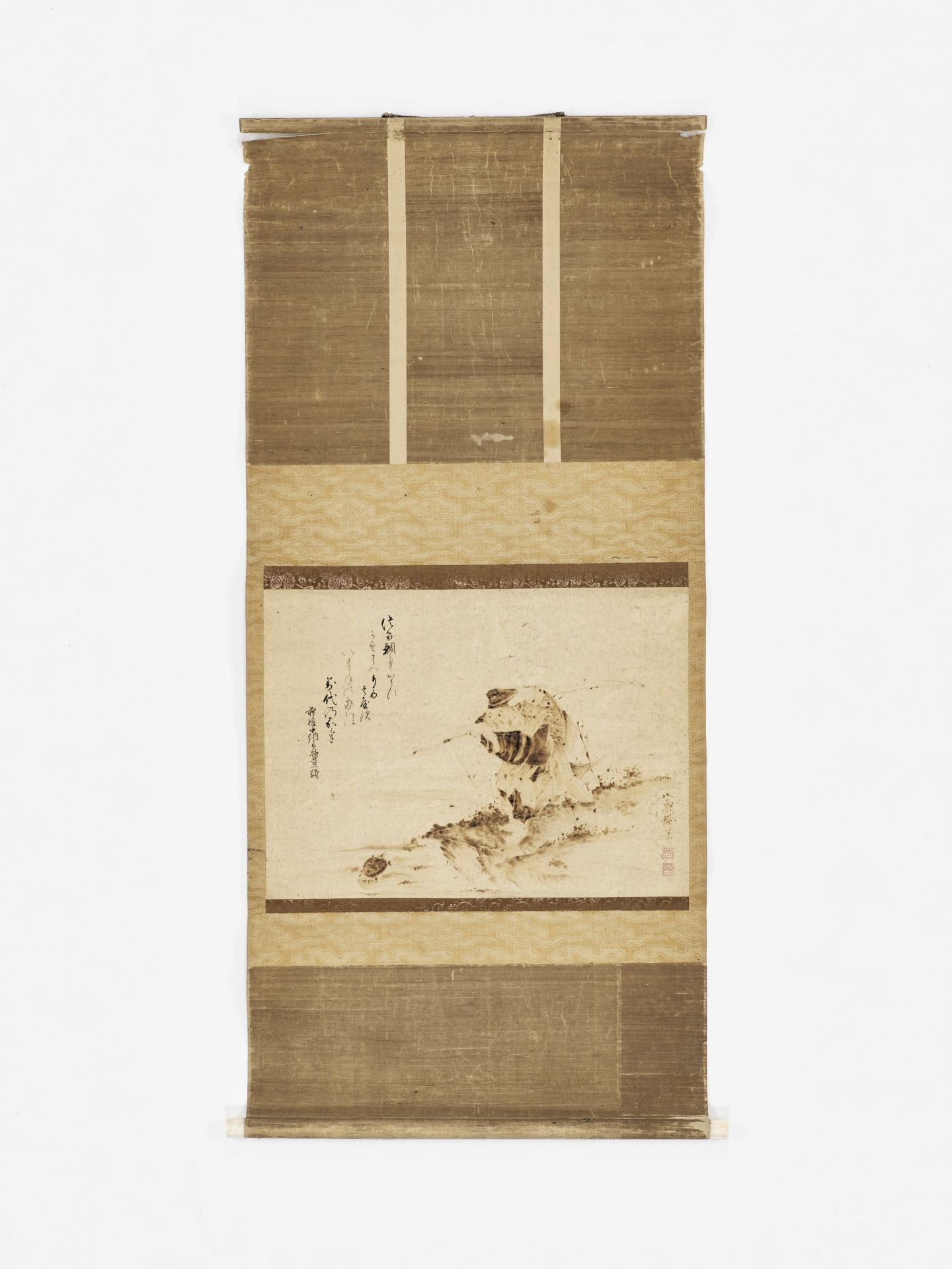 A SCROLL PAINTING OF EBISU FISHING FOR A MINOGAME - Image 2 of 3