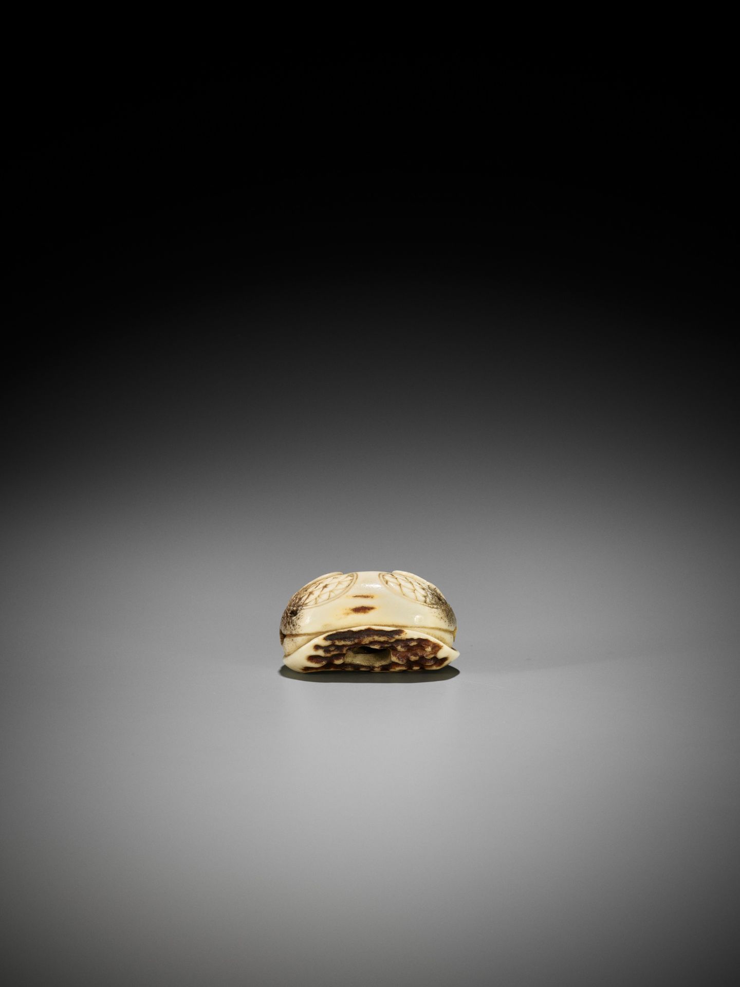 A FINE STAG ANTLER NETSUKE OF A DOUBLE DRAGON-HEADED MOKUGYO - Image 9 of 11