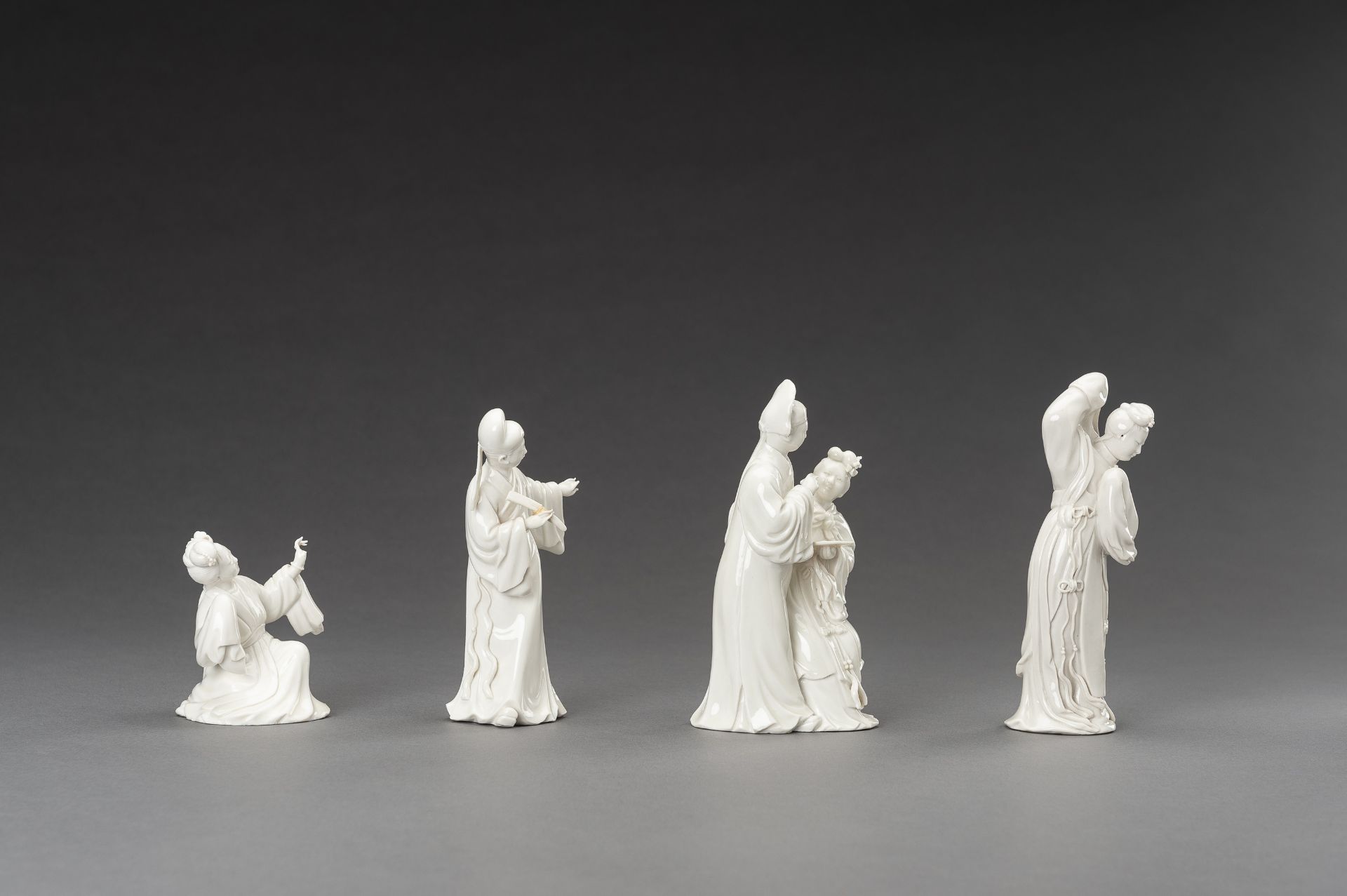 A SET OF FOUR DEHUA PORCELAIN FIGURINES, c. 1950s - Image 4 of 16