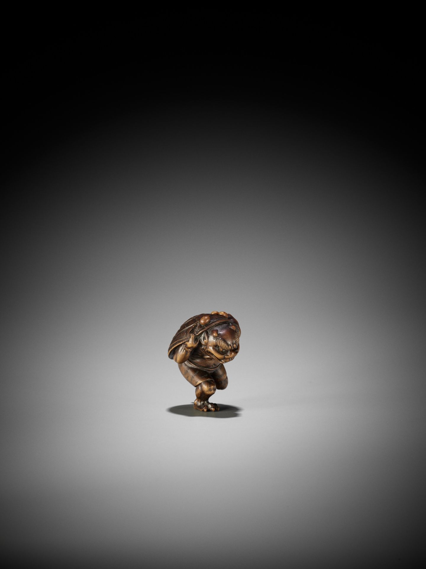 A FINE WOOD NETSUKE OF AN ONI AT SETSUBUN - Image 6 of 11