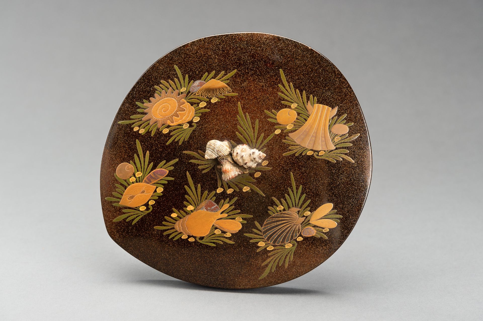 A UNIQUE AWABI SHELL WITH LACQUERED COVER - Image 3 of 14