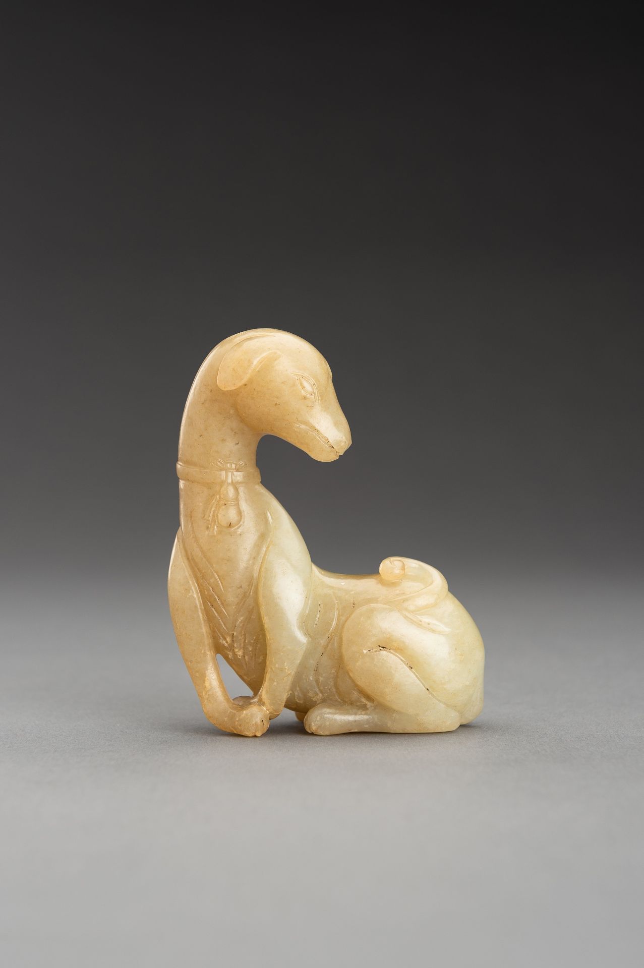 A PALE YELLOW JADE FIGURE OF A DOG, QING - Image 10 of 12