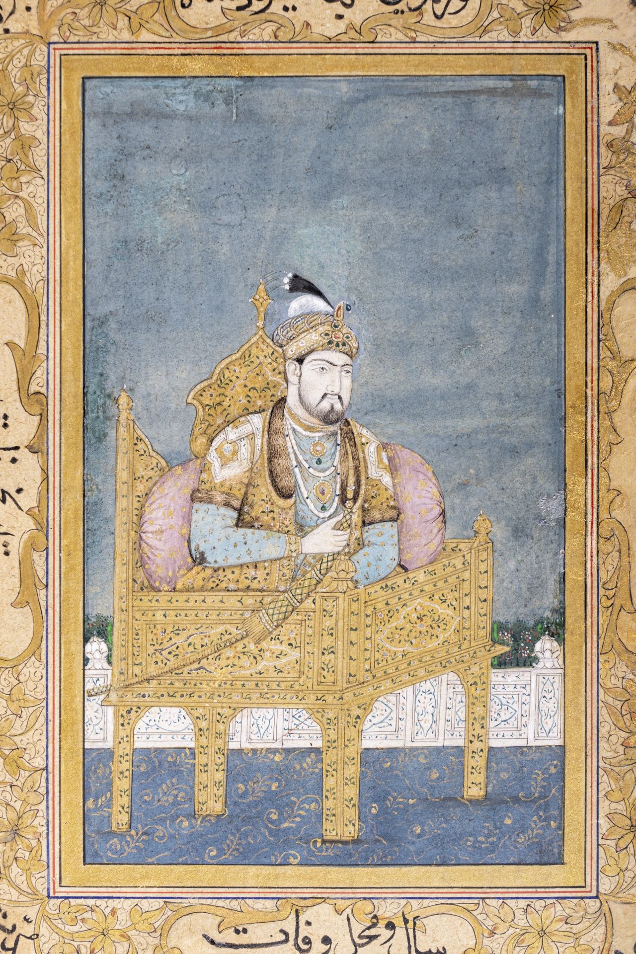 AN INDIAN MINIATURE PAINTING OF A MUGHAL NOBLEMAN, LATE 19th CENTURY - Bild 3 aus 5