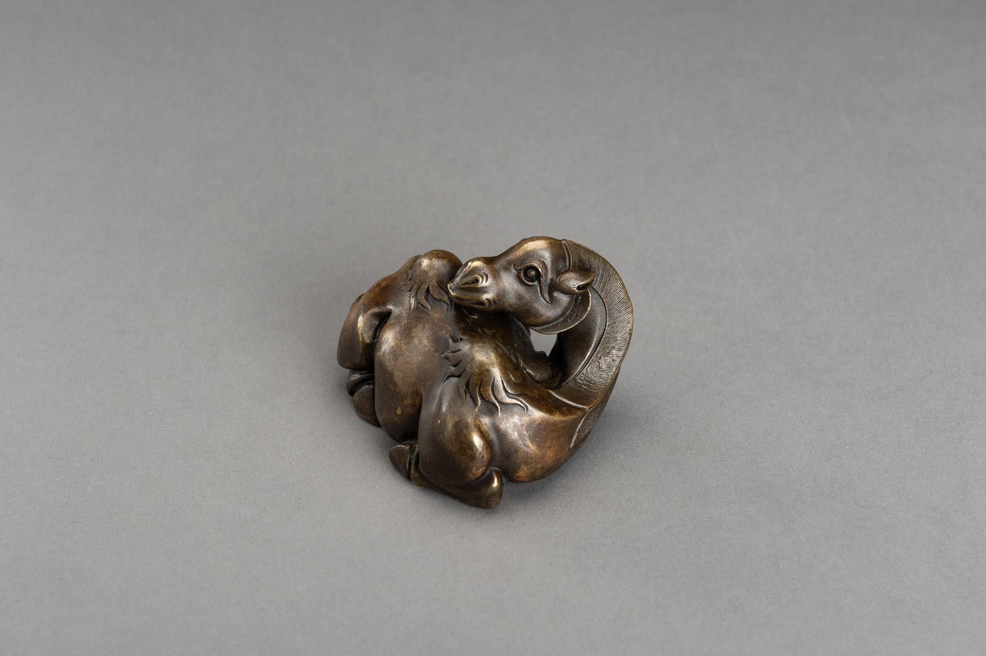 A BRONZE SCROLL WEIGHT OF A BACTRIAN CAMEL, QING - Image 2 of 12