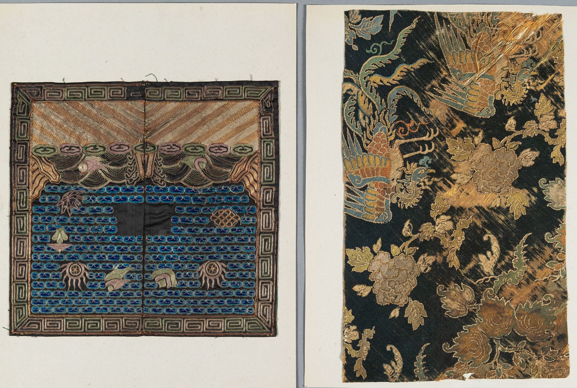 A LOT WITH TWO SILK TEXTILES, QING