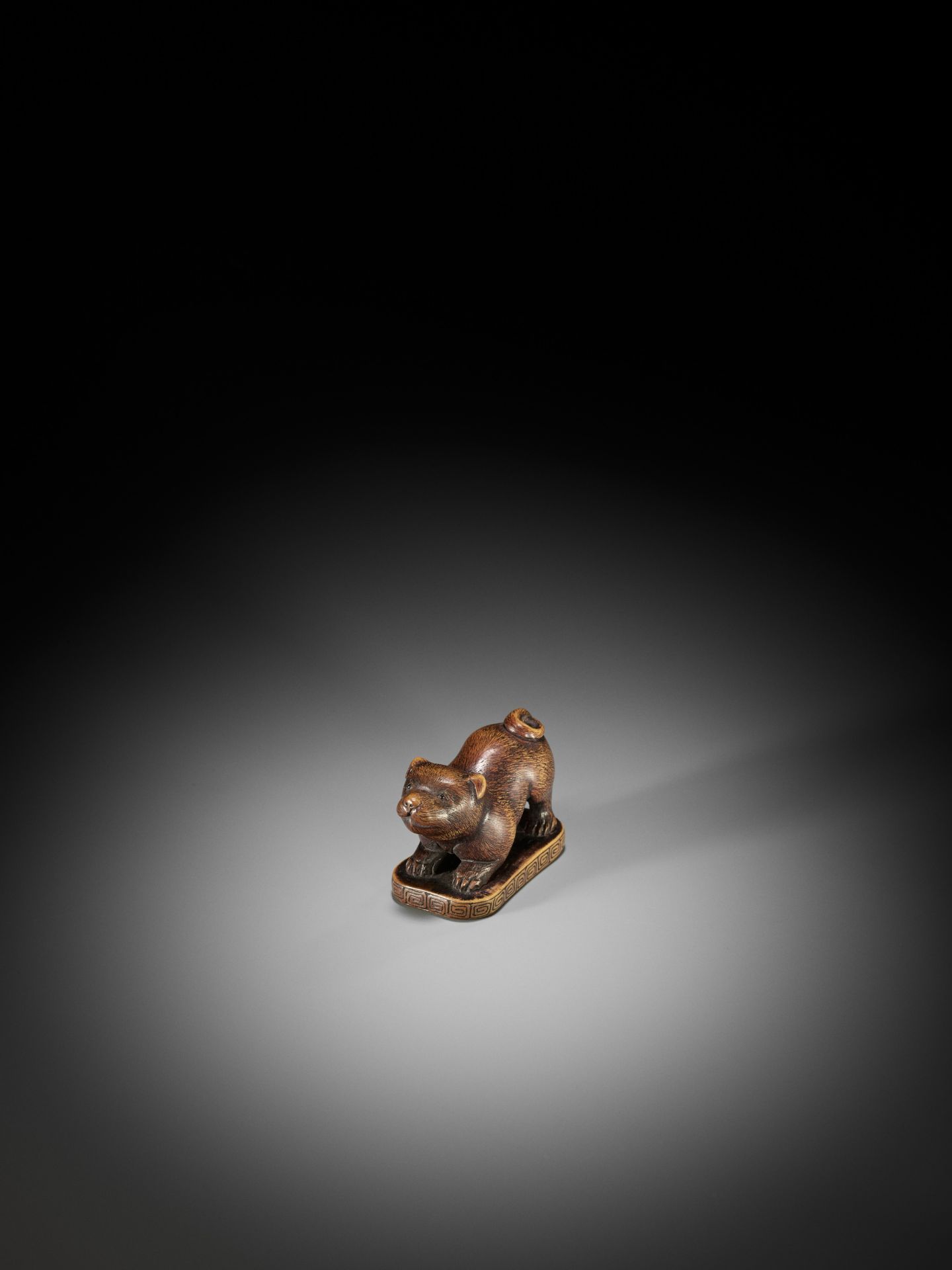 TOSEI: A CHARMING WOOD NETSUKE OF A PUPPY - Image 6 of 11