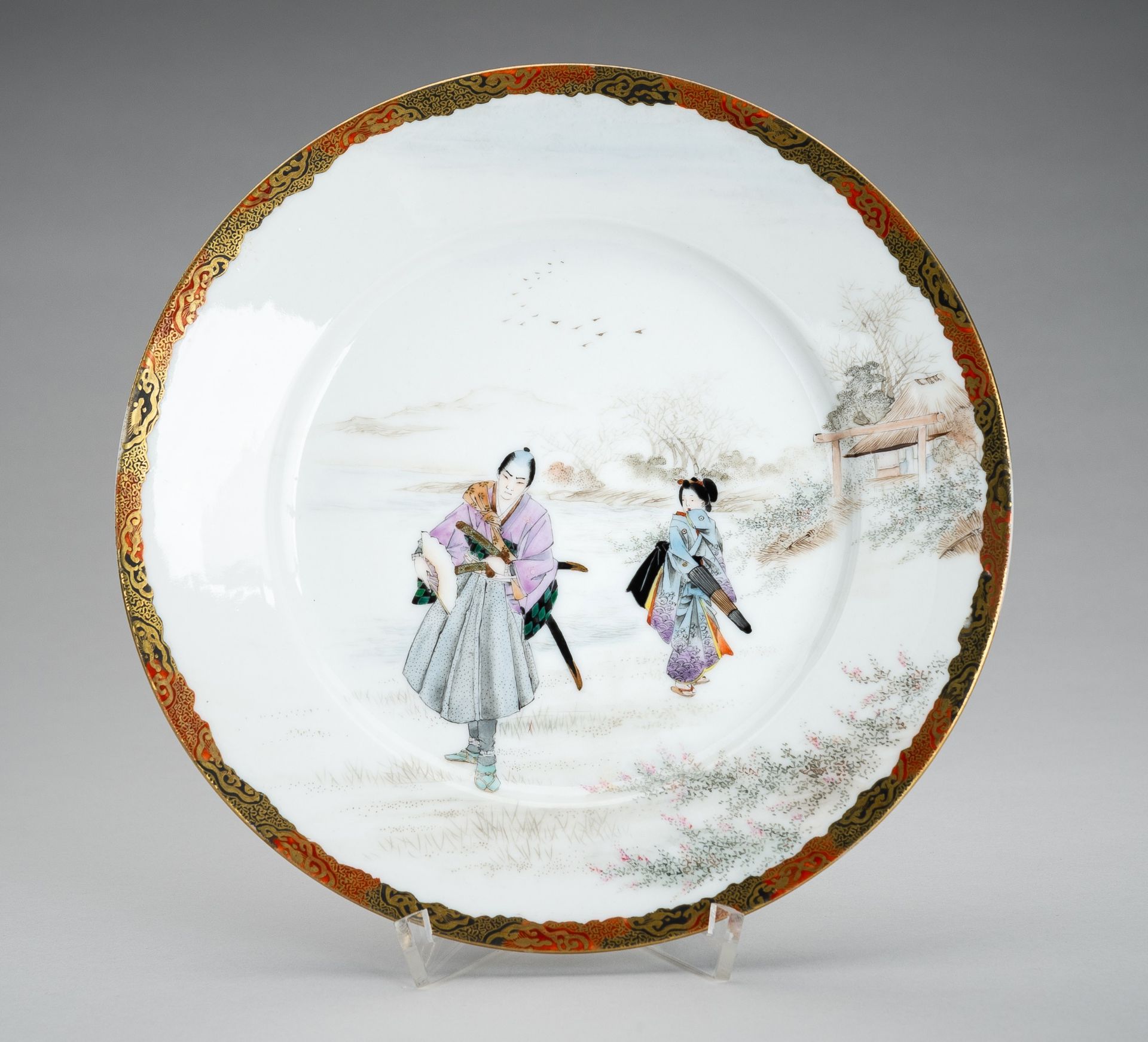 IMURA HIKOJIRO: A FINE SETO YOKOHAMA PORCELAIN PLATE, 19th CENTURY