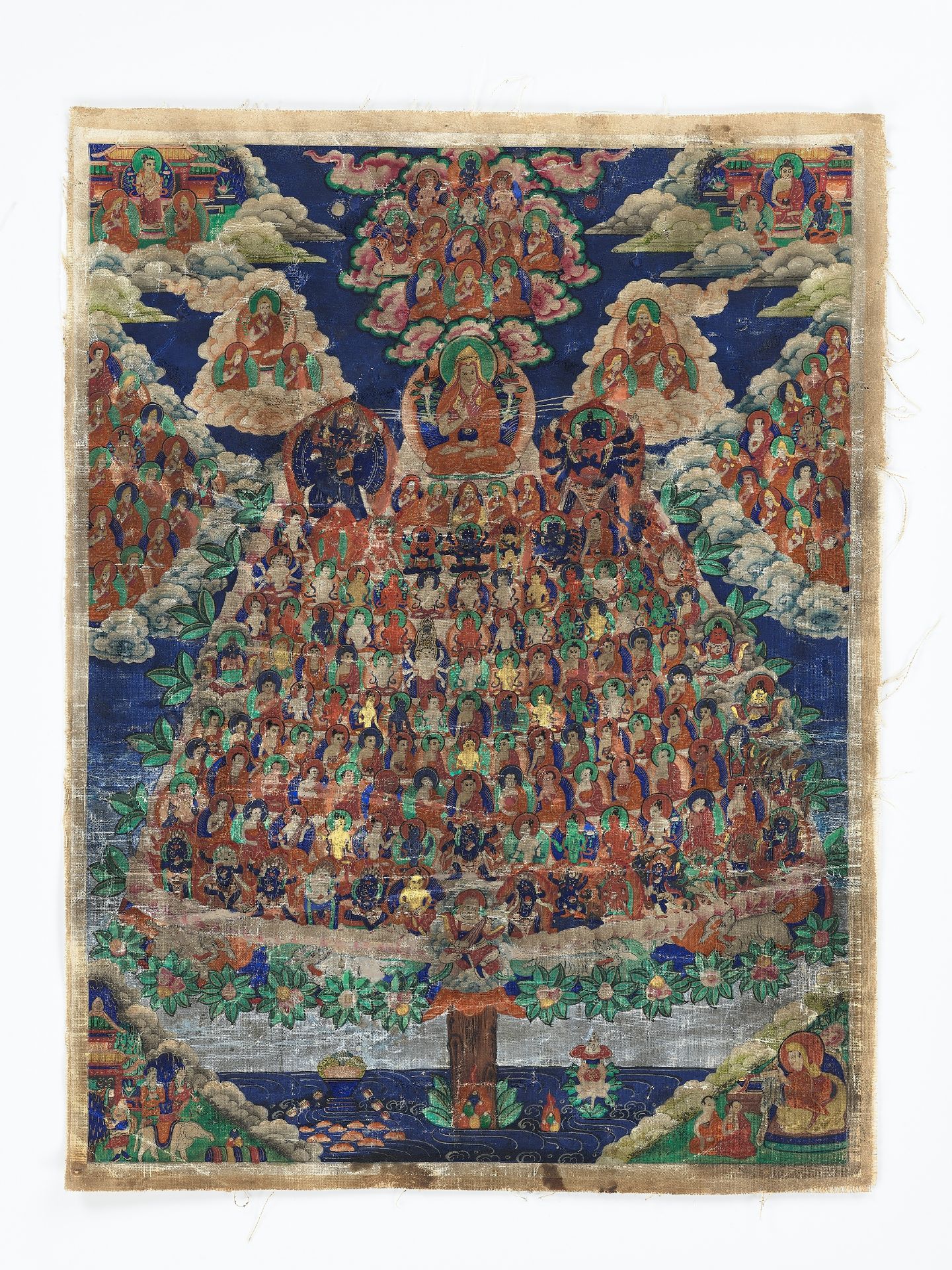 A THANGKA OF TSONGKHAPA AND THE GELUGPA REFUGE TREE, 19TH CENTURY - Image 4 of 8