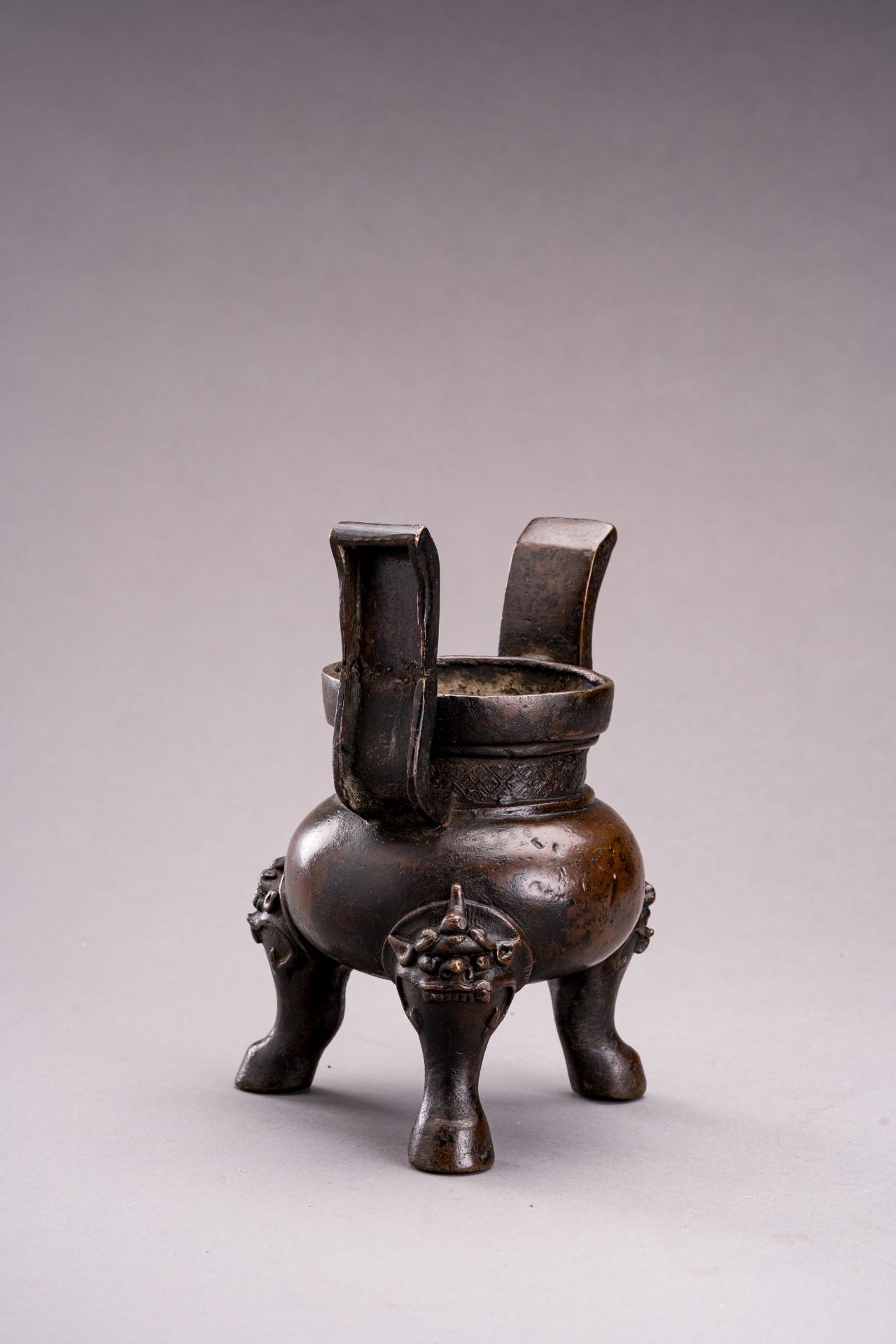 A LUDUAN TRIPOD BRONZE CENSER, MING - Image 3 of 12