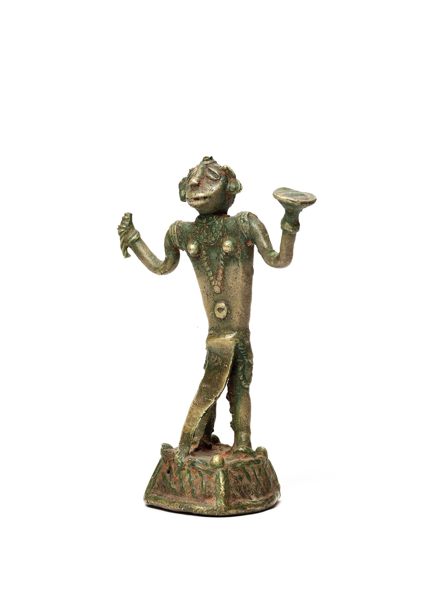 A BASTAR BRONZE GODDESS WITH APRON AND KHAPPAR - Image 2 of 4