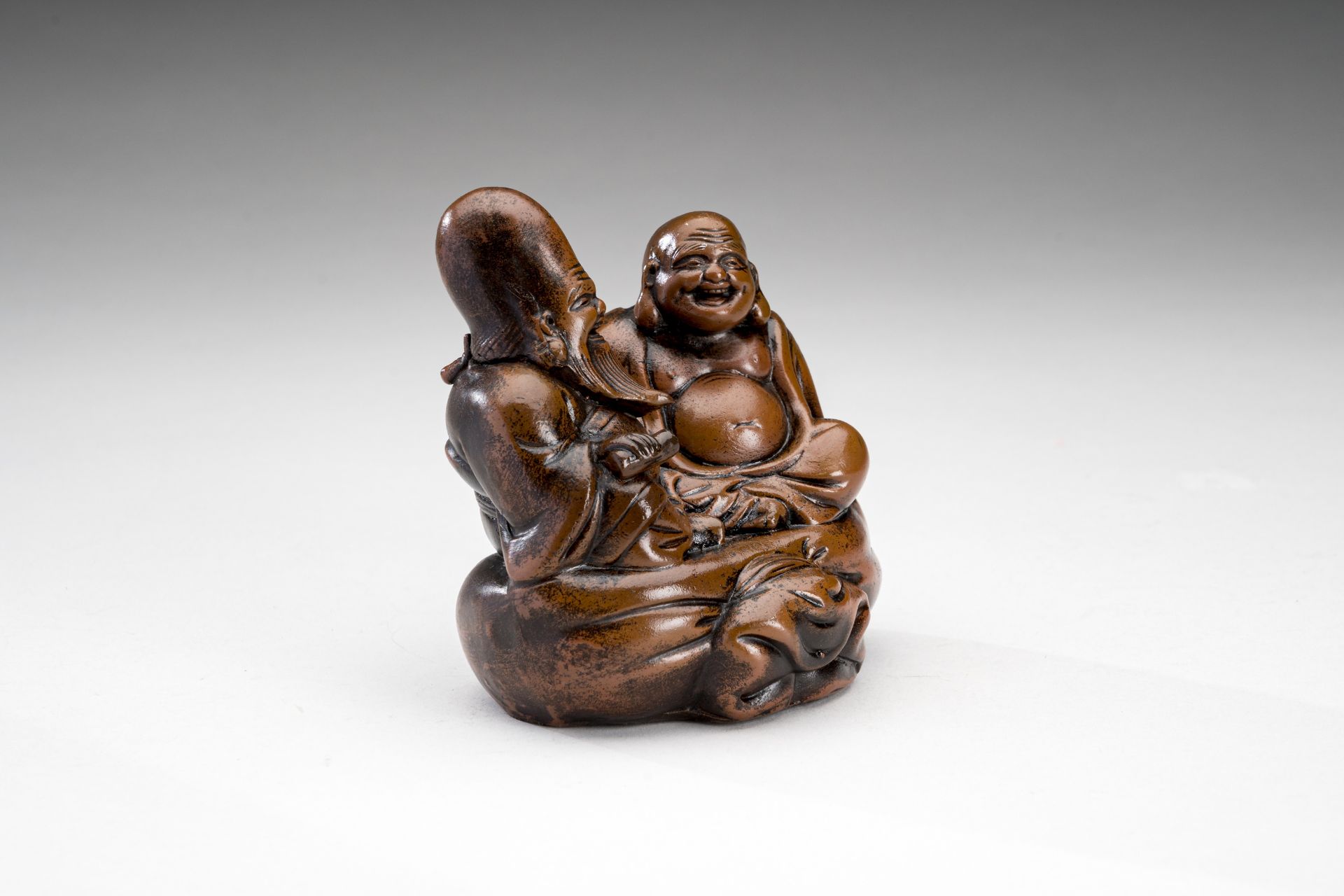 A PORCELAIN FIGURE OF FUKUROKUJU AND BUDAI, MEIJI - Image 2 of 8