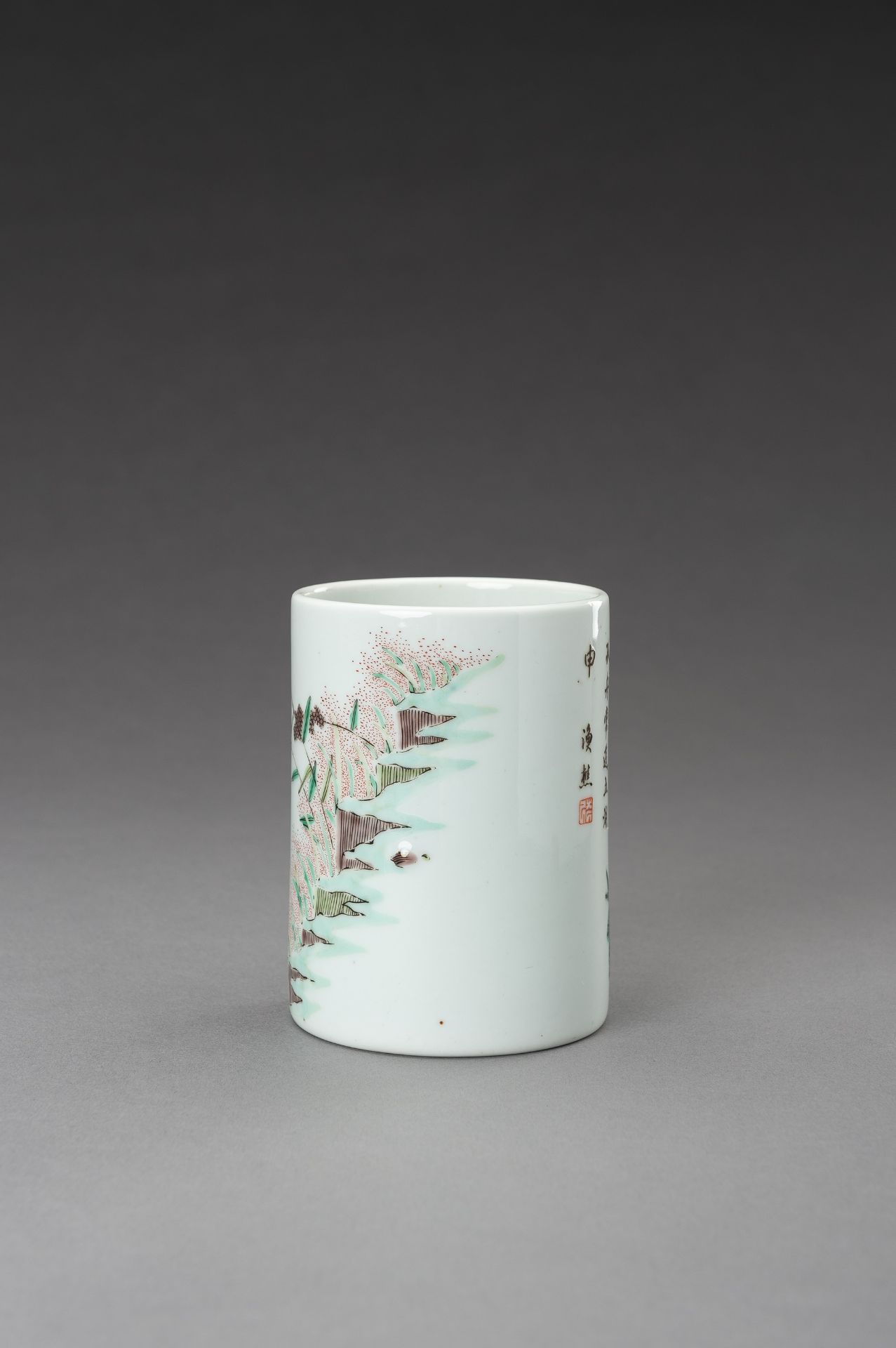 A FAMILLE VERTE PORCELAIN BRUSHPOT, BITONG - Image 7 of 10