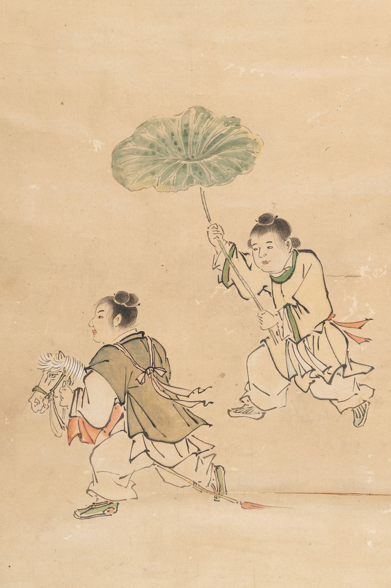 A SCROLL PAINTING OF PLAYING CHILDREN, ATTRIBUTED TO TSUNENOBU KANO - Bild 3 aus 10