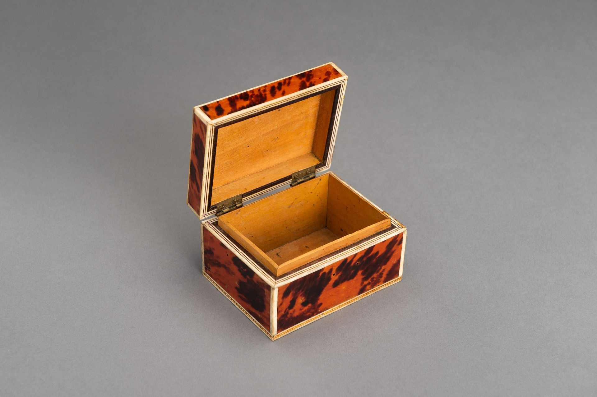 A WOOD LINED BONE 'TORTOISE SHELL' TOBACCO BOX - Image 10 of 13