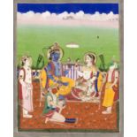 AN INDIAN MINIATURE PAINTING OF RAMA AND SITA ENTHRONED