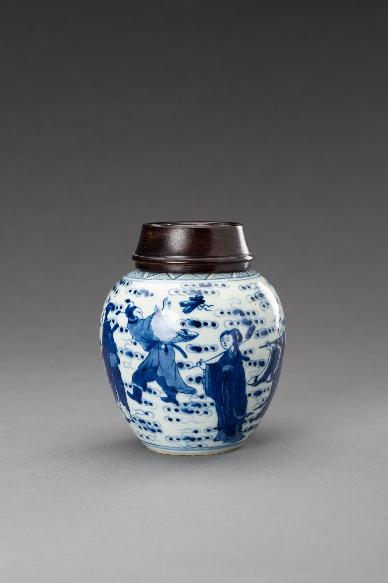 A BLUE AND WHITE 'EIGHT IMMORTALS' PORCELAIN GINGER JAR, 1930s - Image 2 of 13