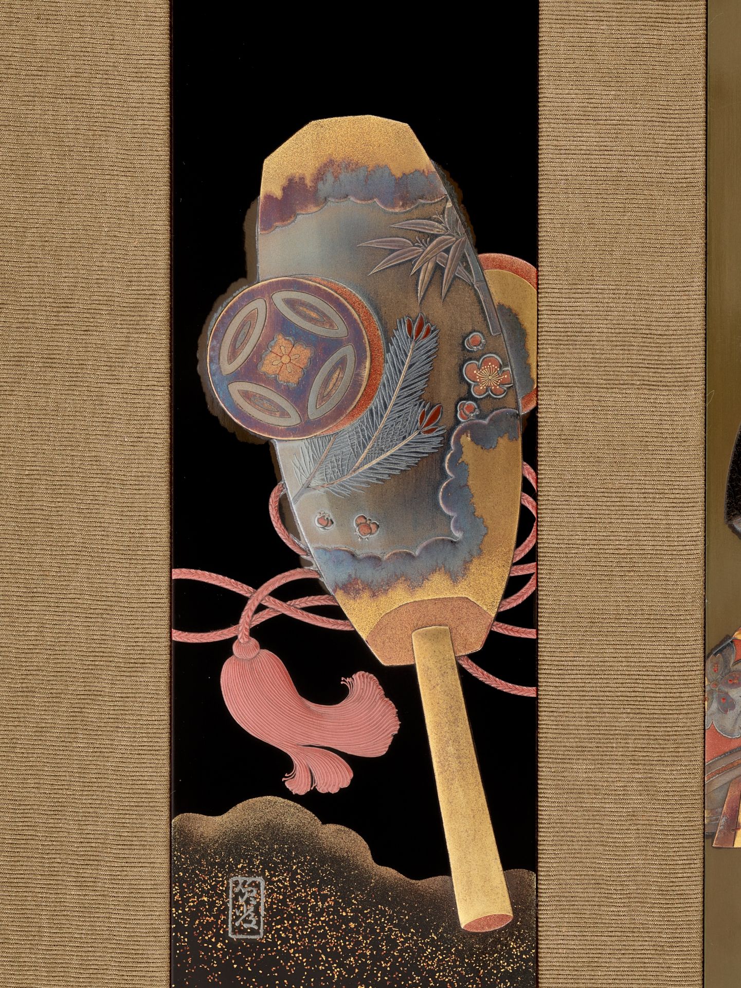SADAATSU: A FINE ZESHIN-SCHOOL SET OF FIVE LACQUER TANZAKU (POEM CARDS) WITH FIVE FESTIVALS OF JAPAN - Image 10 of 15