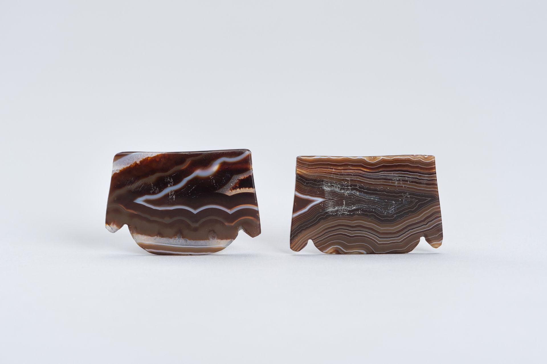 TWO LOPBURI BANDED AGATE PECTORALS - Image 2 of 8