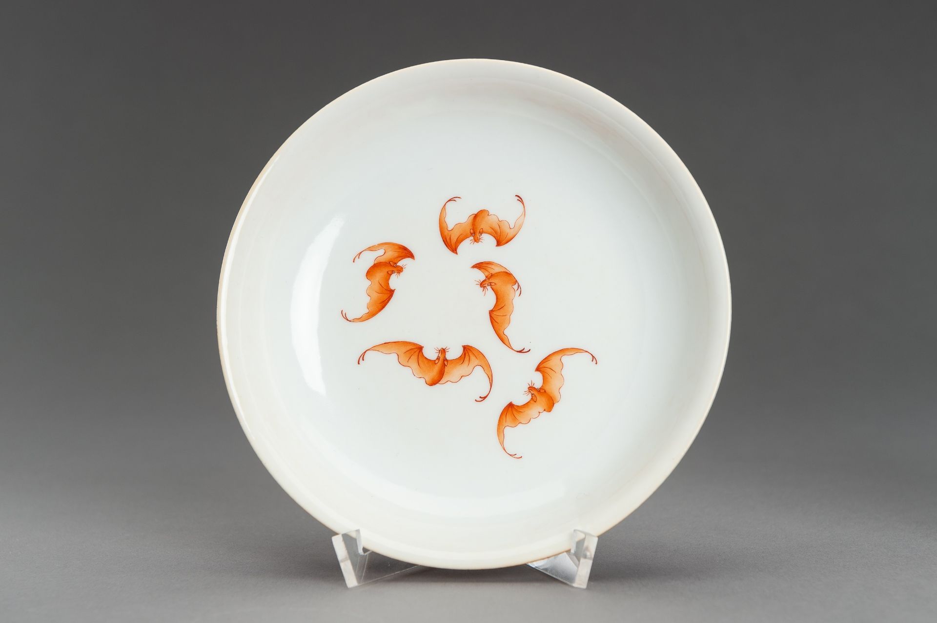 A PAIR OF RED GROUND 'BATS AND CRANES' SAUCER DISHES, GUANGXU MARK AND PROBABLY OF THE PERIOD - Image 4 of 13