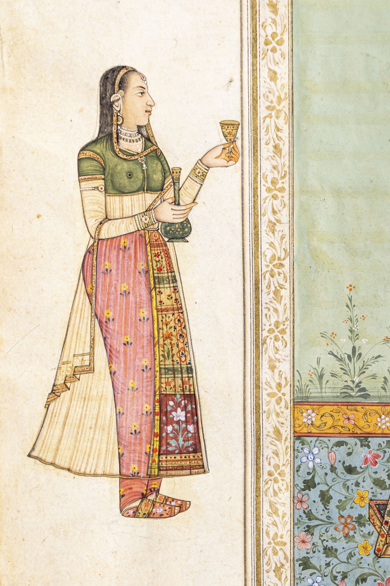 AN INDIAN MINIATURE PAINTING OF A NOBLEMAN AND CONSORT, LATE 19th CENTURY - Bild 3 aus 5