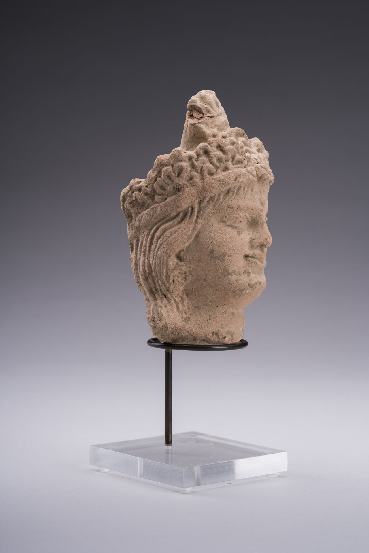 A SMALL TERRACOTTA HEAD OF MAITREYA, GANDHARA - Bild 2 aus 8